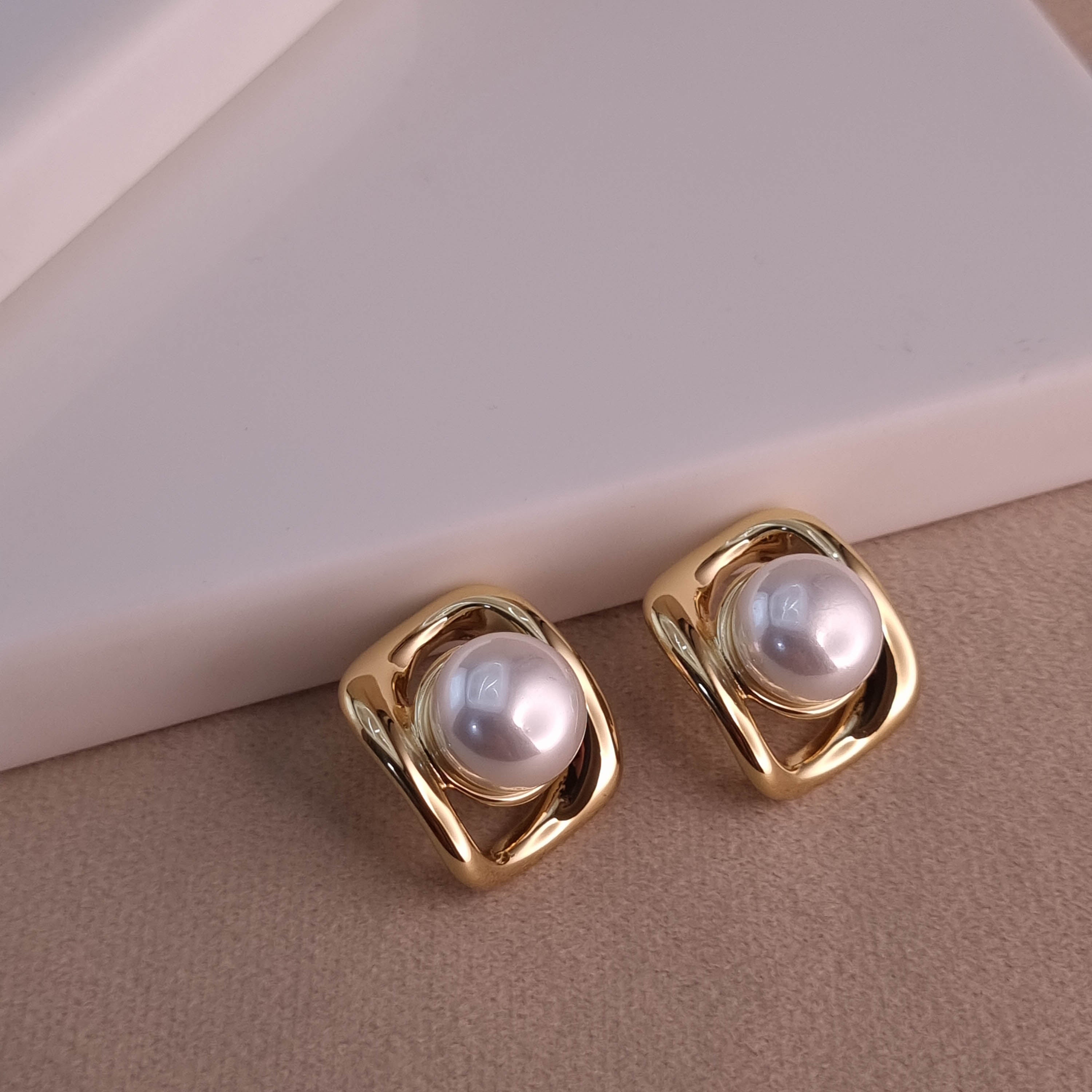 Golden Pearl Accent Earrings