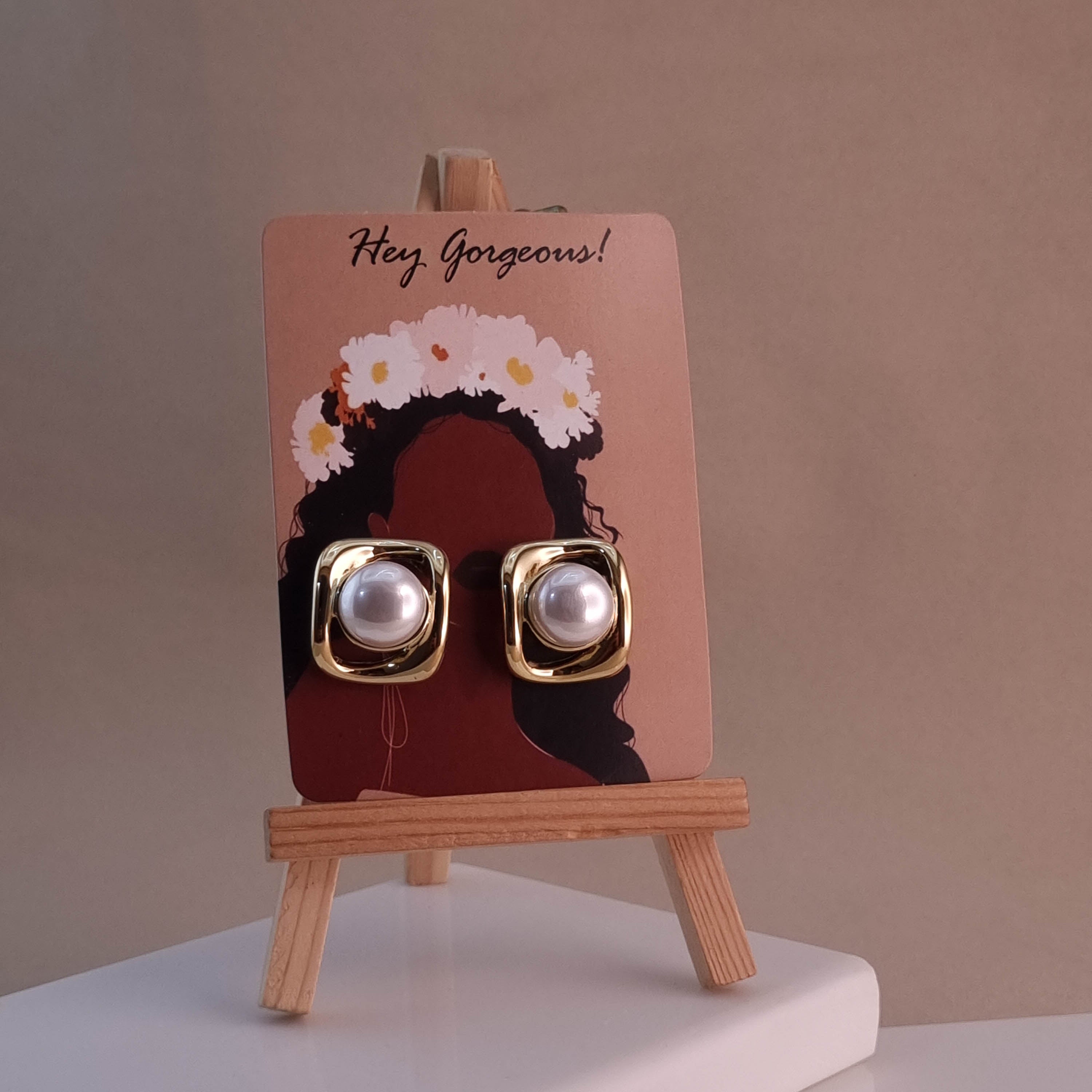 Golden Pearl Accent Earrings