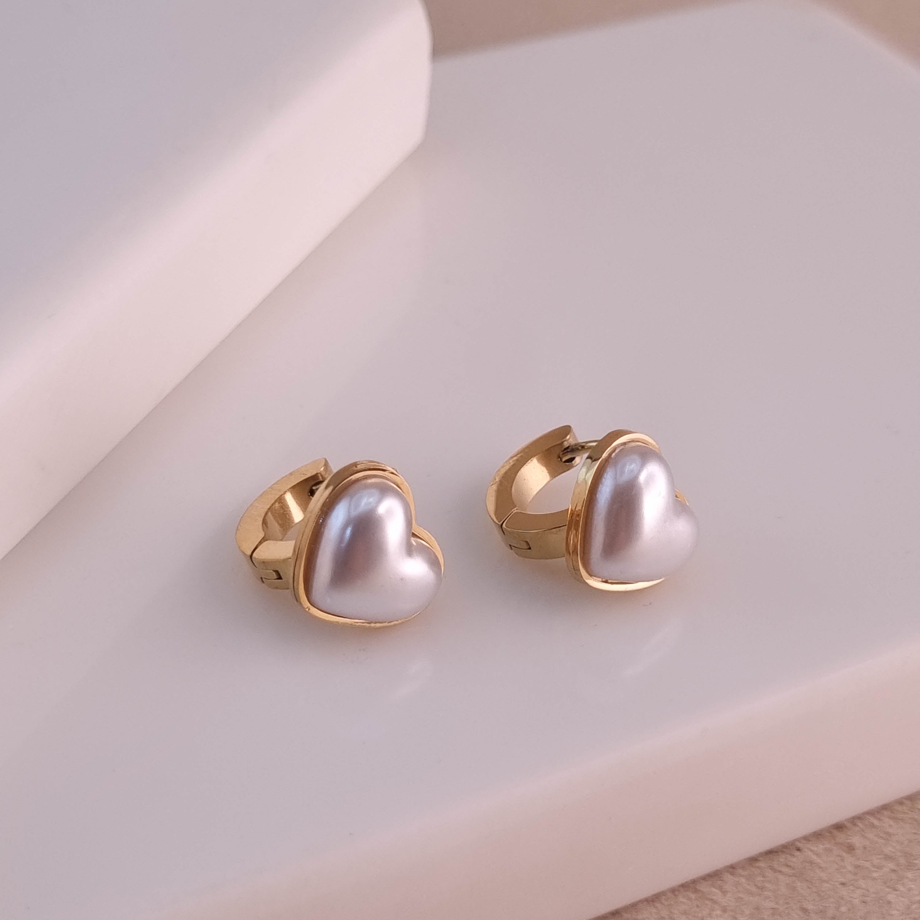 Golden Heart Huggie Earrings