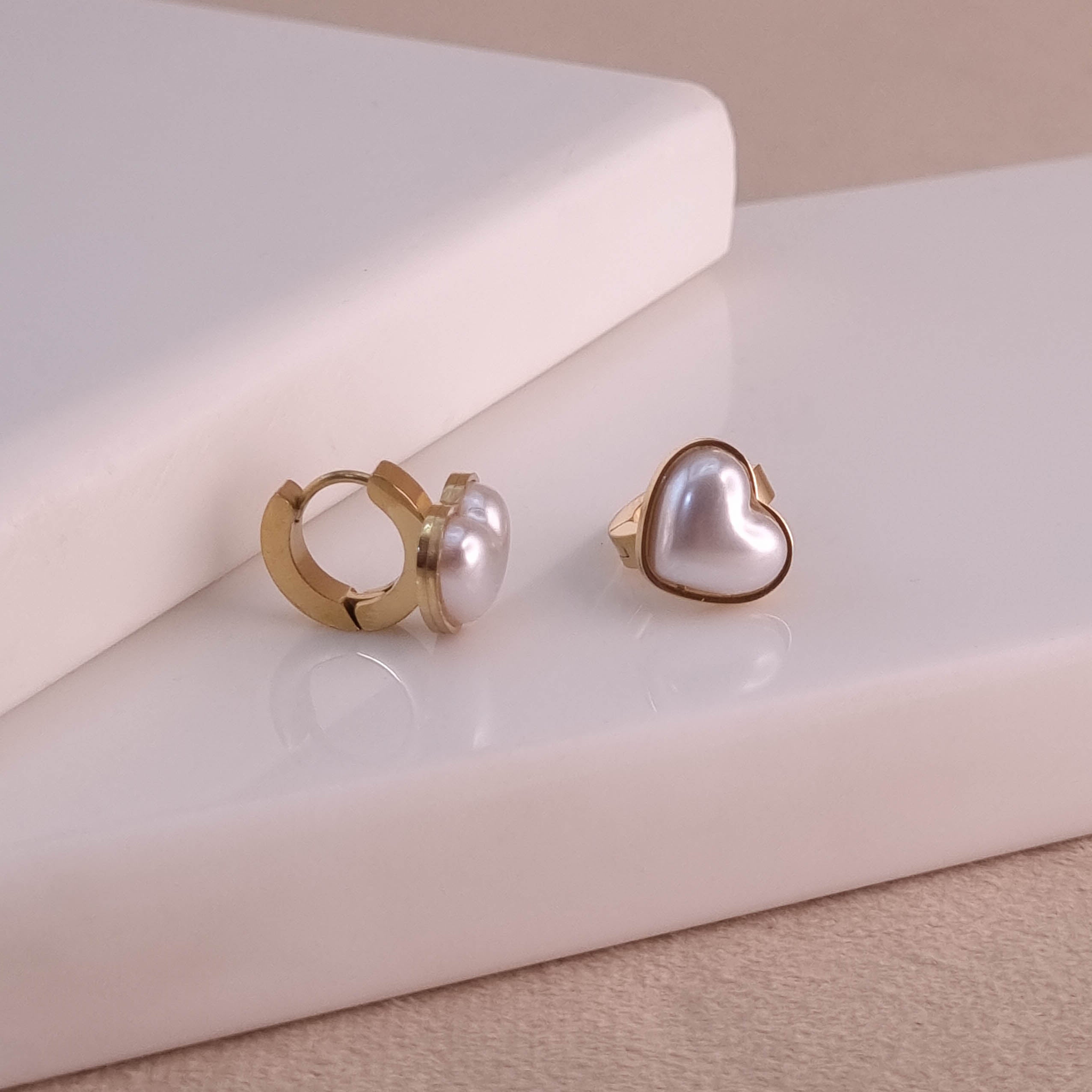 Golden Heart Huggie Earrings