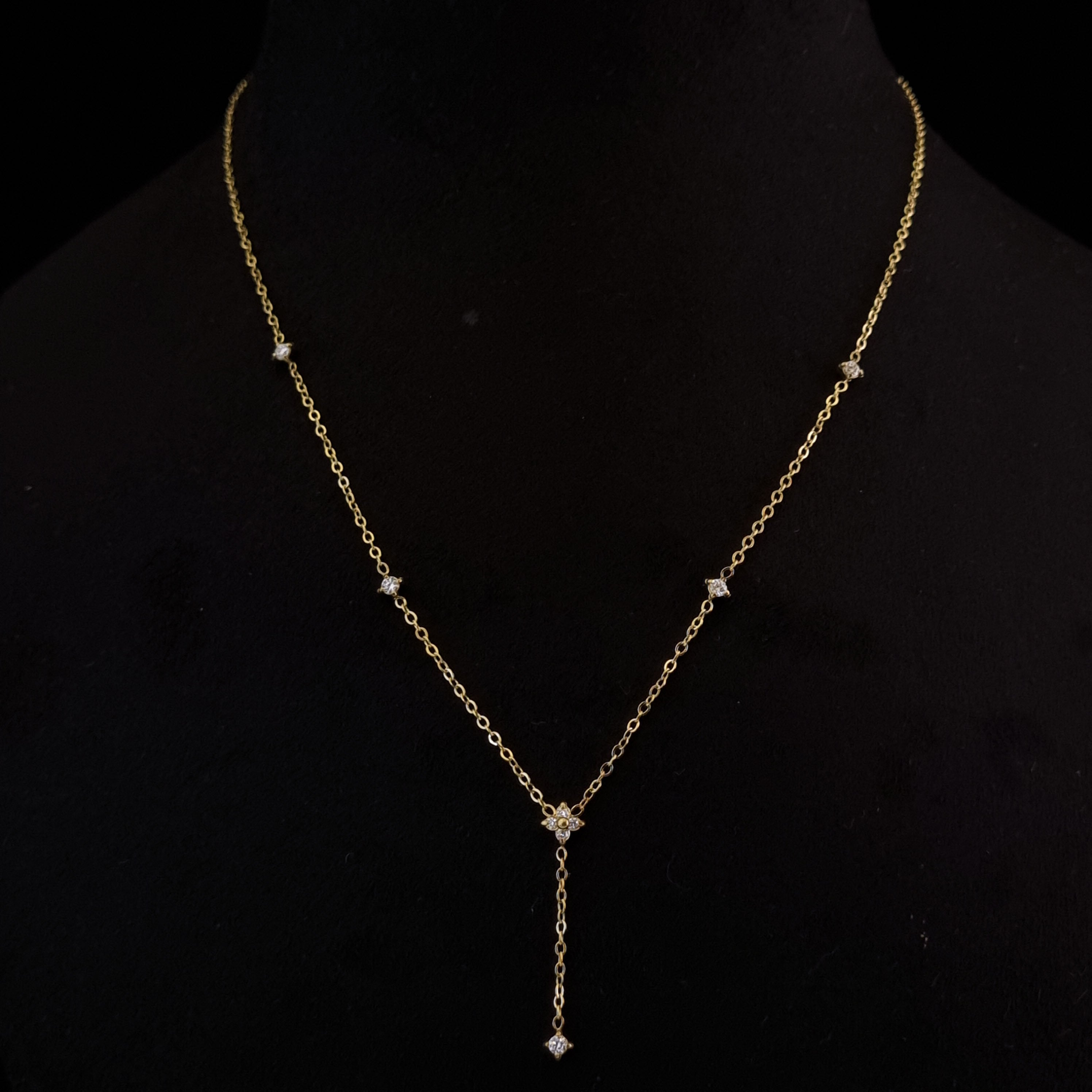 Dainty Flower Lariat Necklace