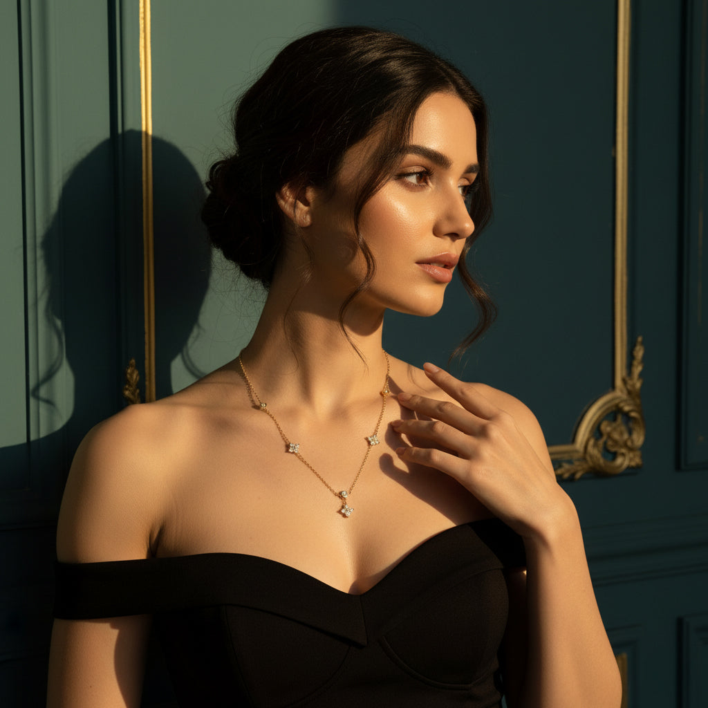 Celestial Clover Drop Necklace