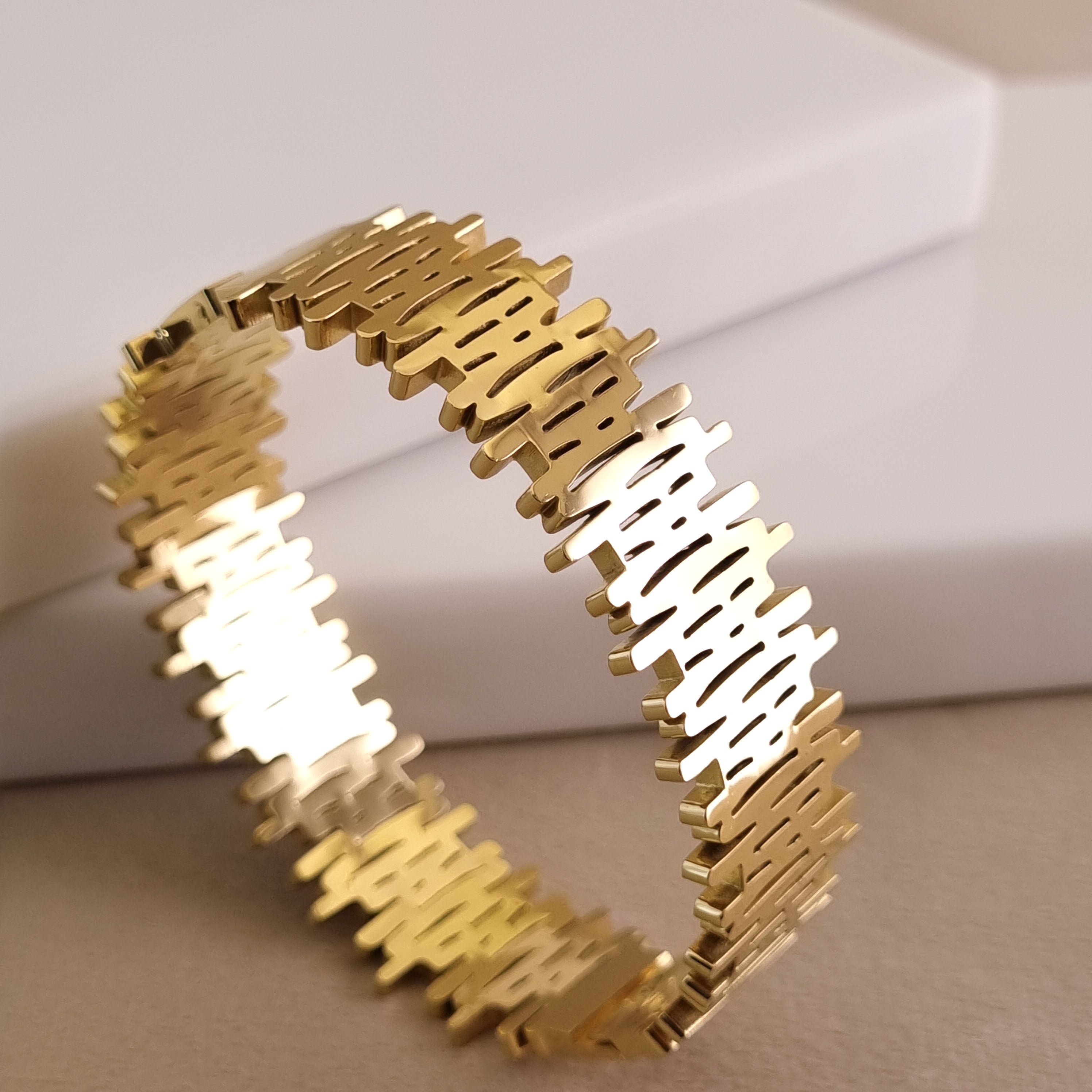 Sculptural Etched Bangle