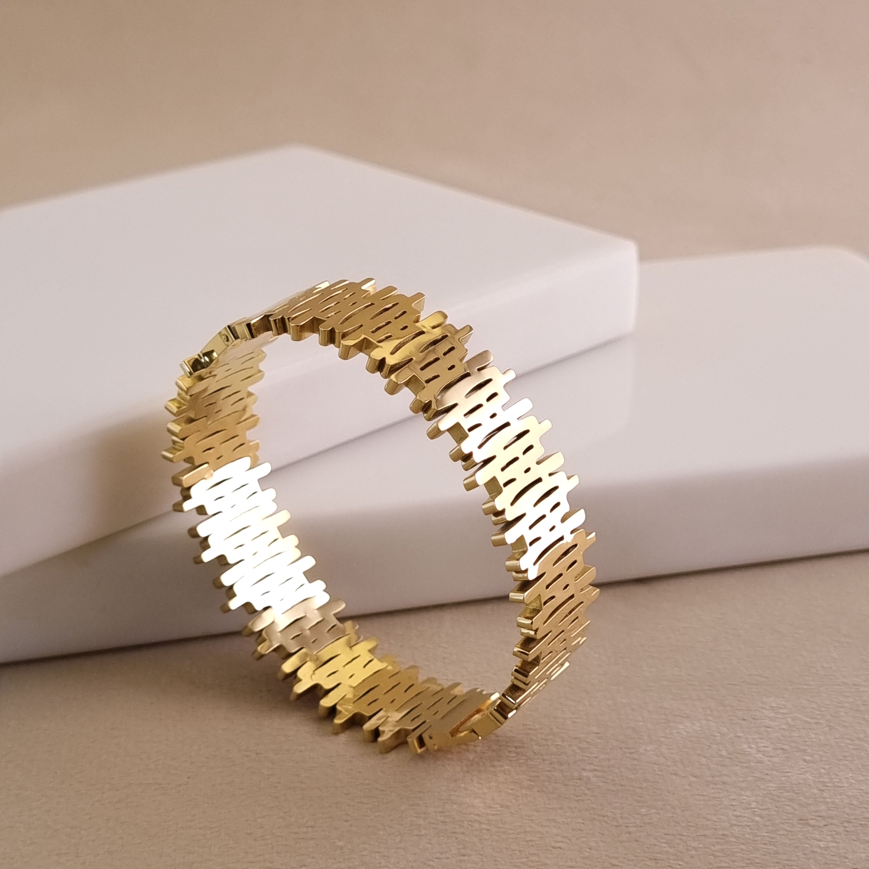 Sculptural Etched Bangle