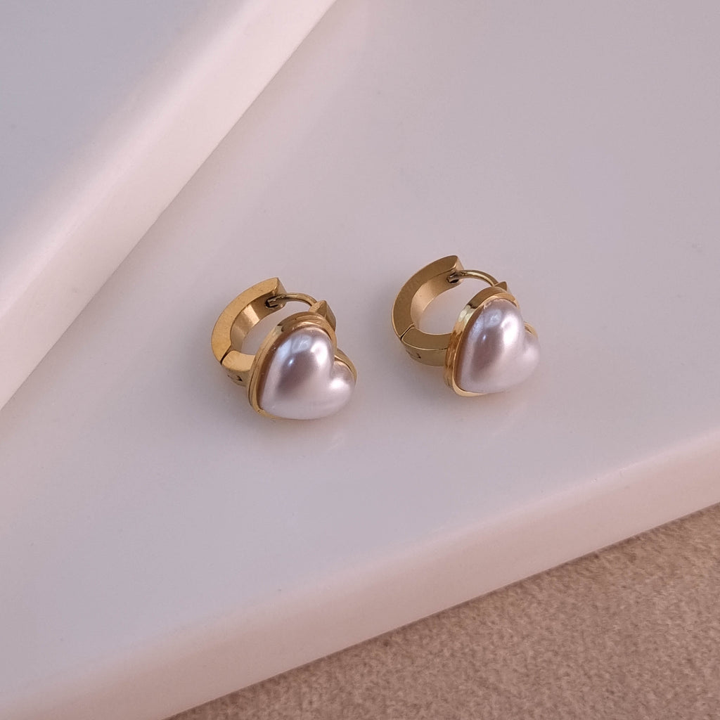 Golden Heart Huggie Earrings