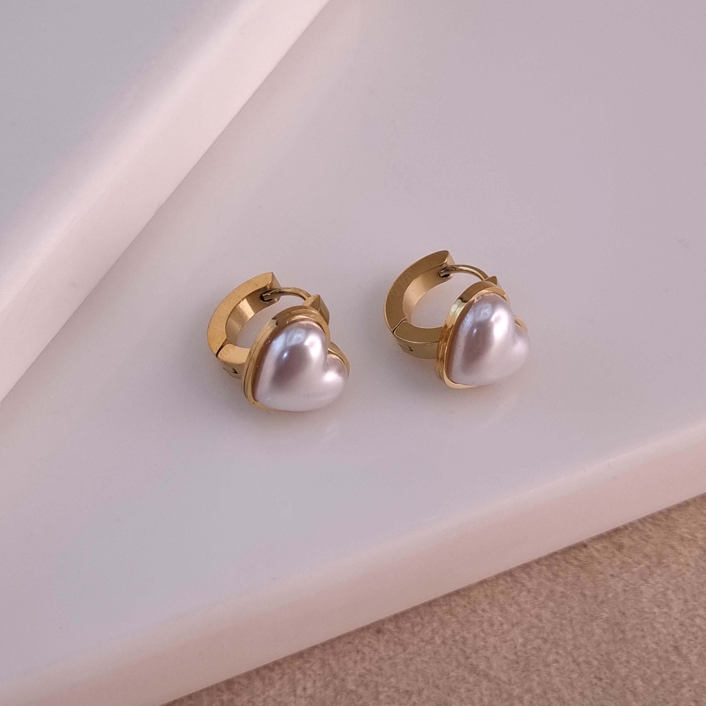Golden Heart Huggie Earrings