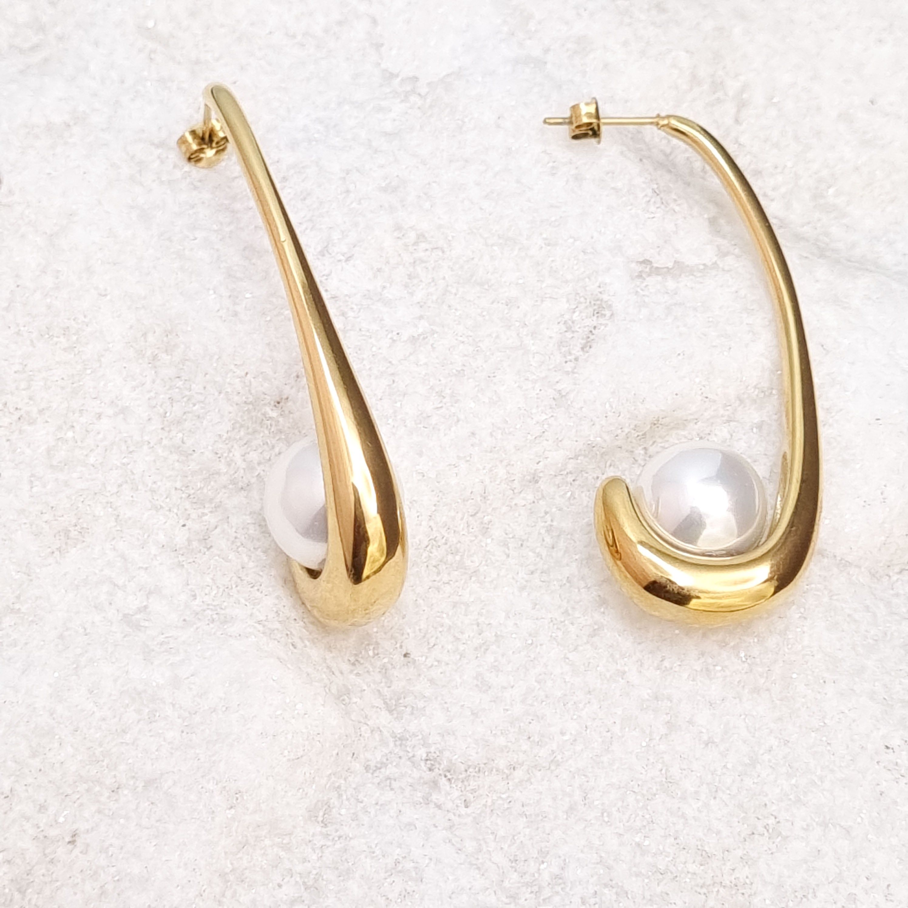 Pearl Drop Teardrop Long Earrings