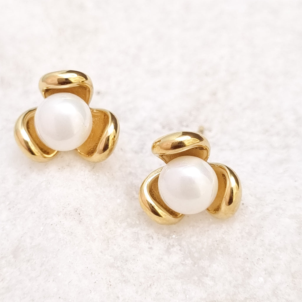 Pearl Knot Stud Earrings