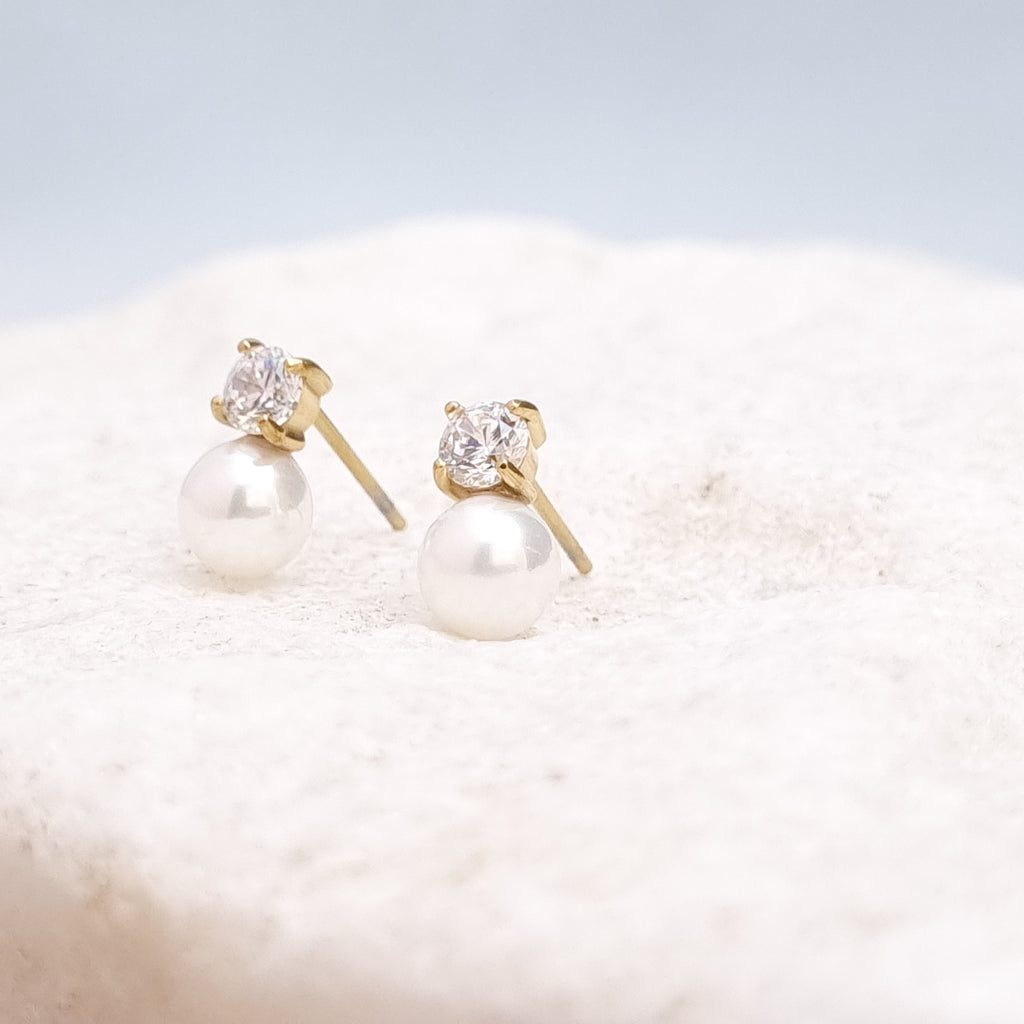 Serene Pearl Drop Stud Earrings