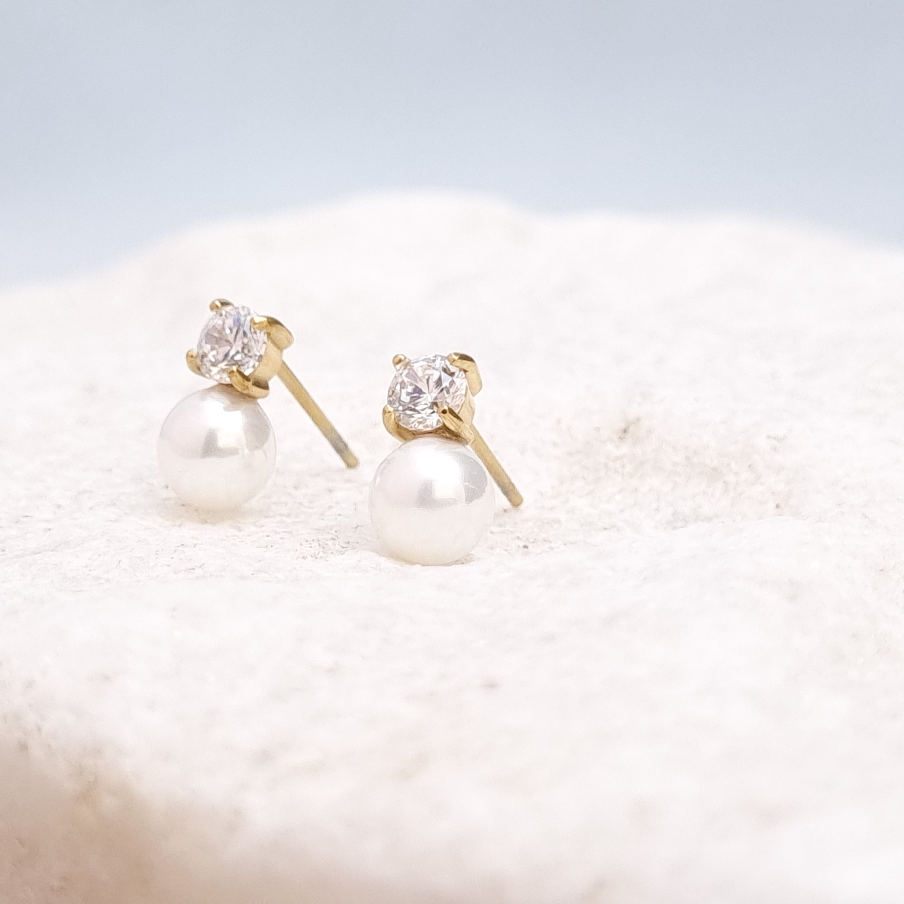 Serene Pearl Drop Stud Earrings