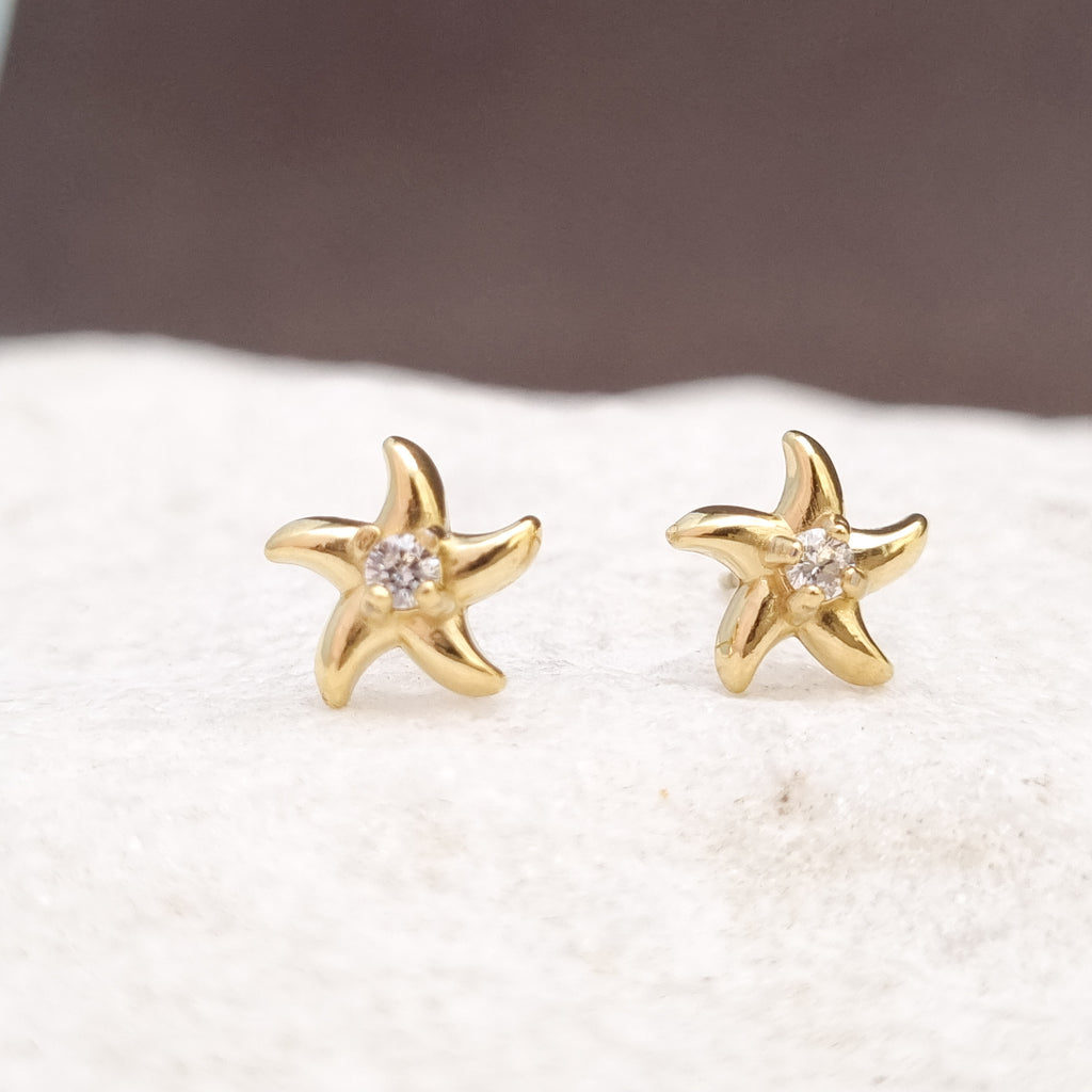 Starfish CZ Stud Earrings