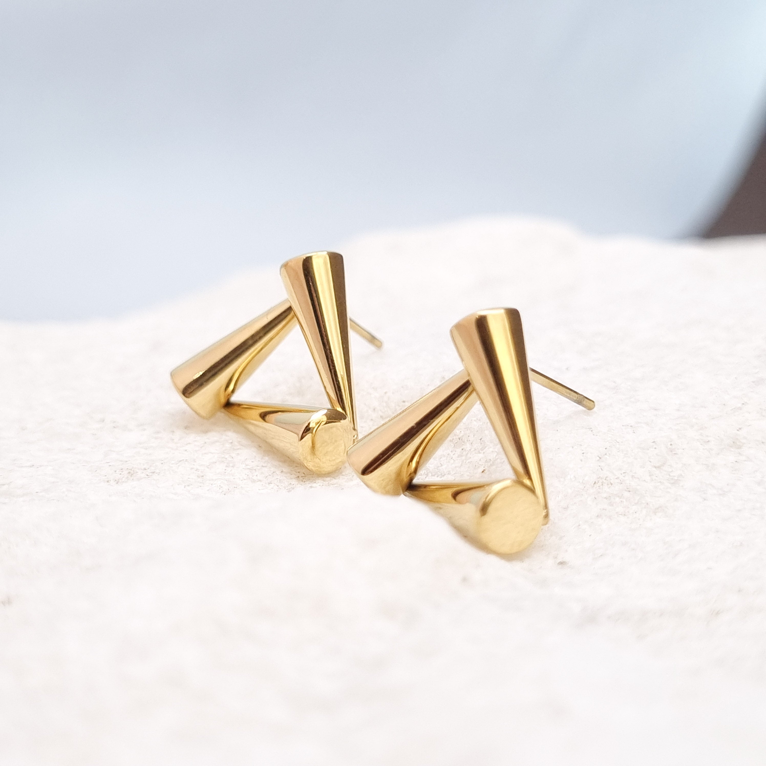 Triple Spike Geometric Stud Earrings