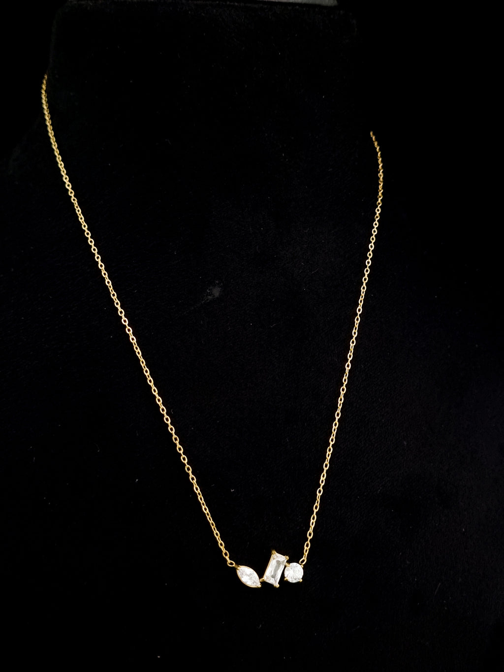 Trio Mixed-Cut CZ Pendant Necklace