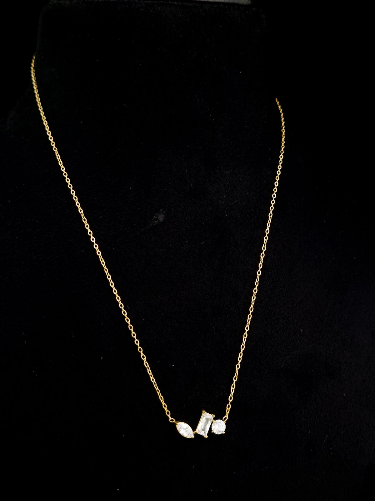 Trio Mixed-Cut CZ Pendant Necklace