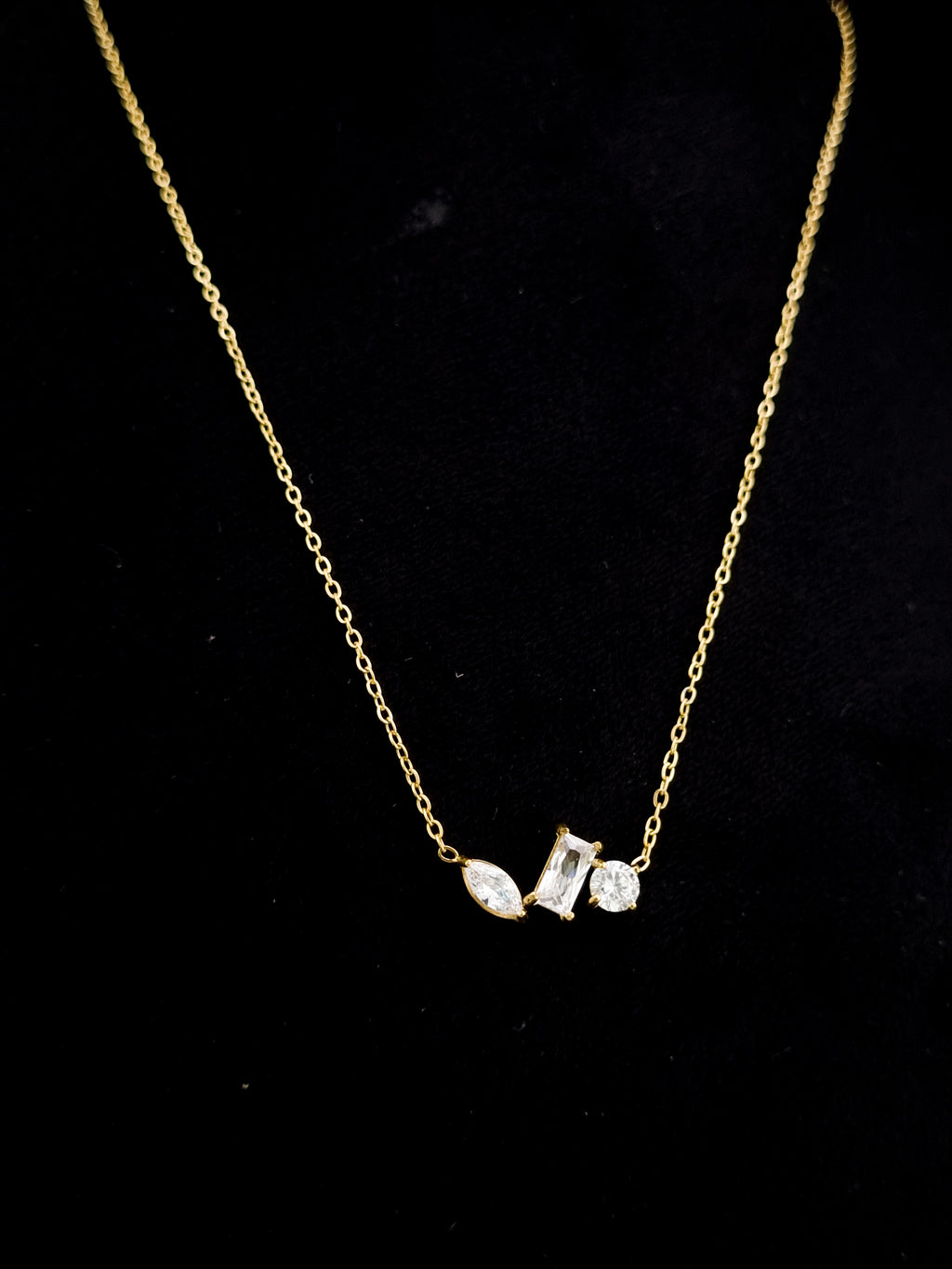 Trio Mixed-Cut CZ Pendant Necklace