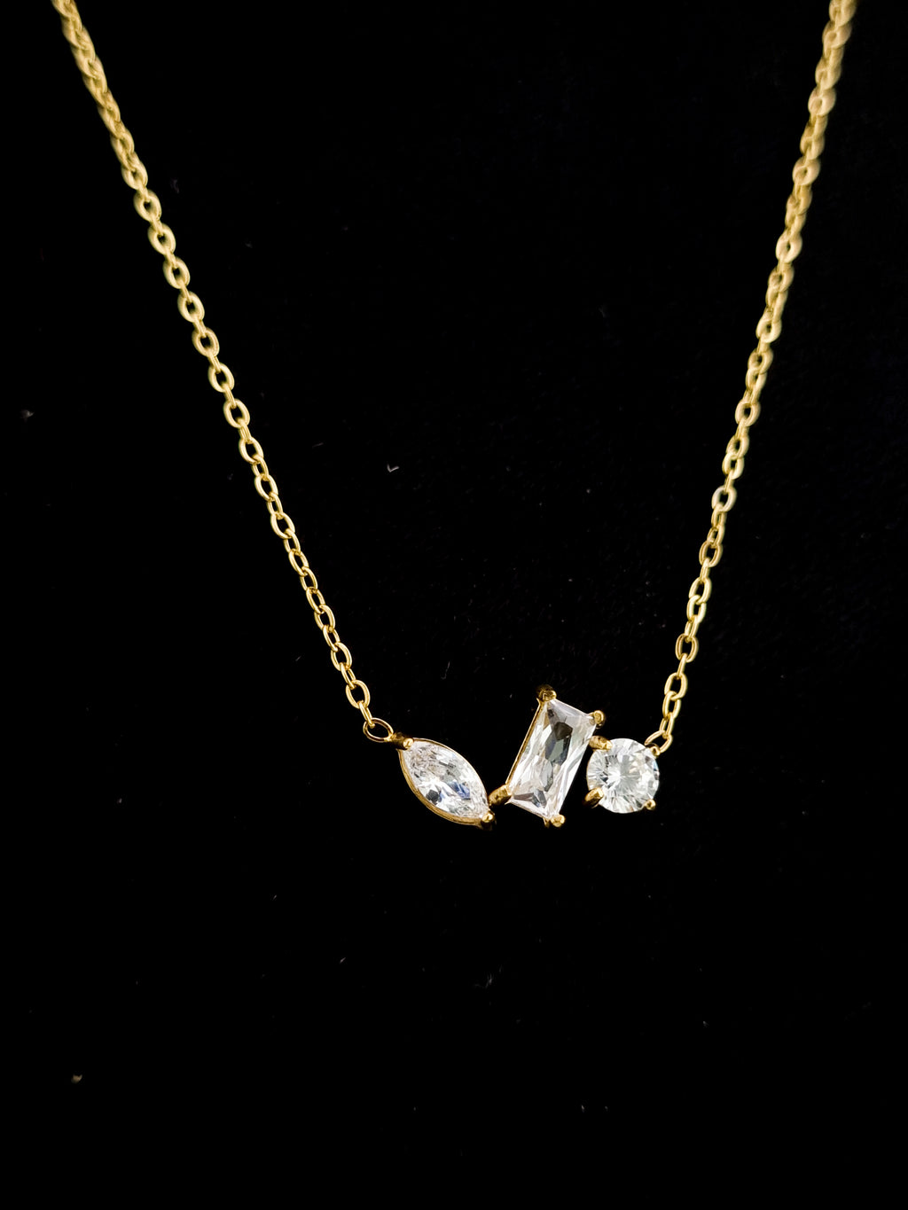 Trio Mixed-Cut CZ Pendant Necklace