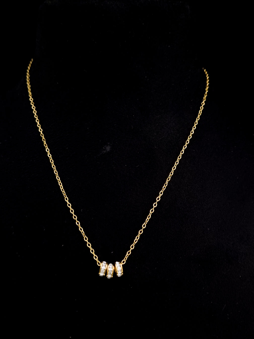 Triple Pavé Rondelle Pendant Necklace
