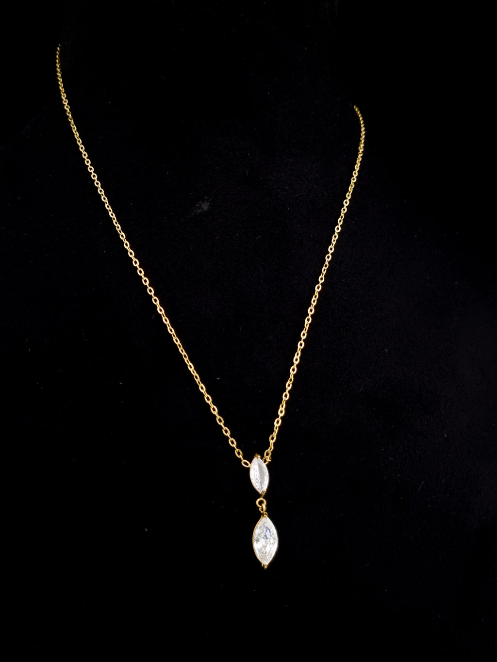 Double Marquise CZ Drop Necklace