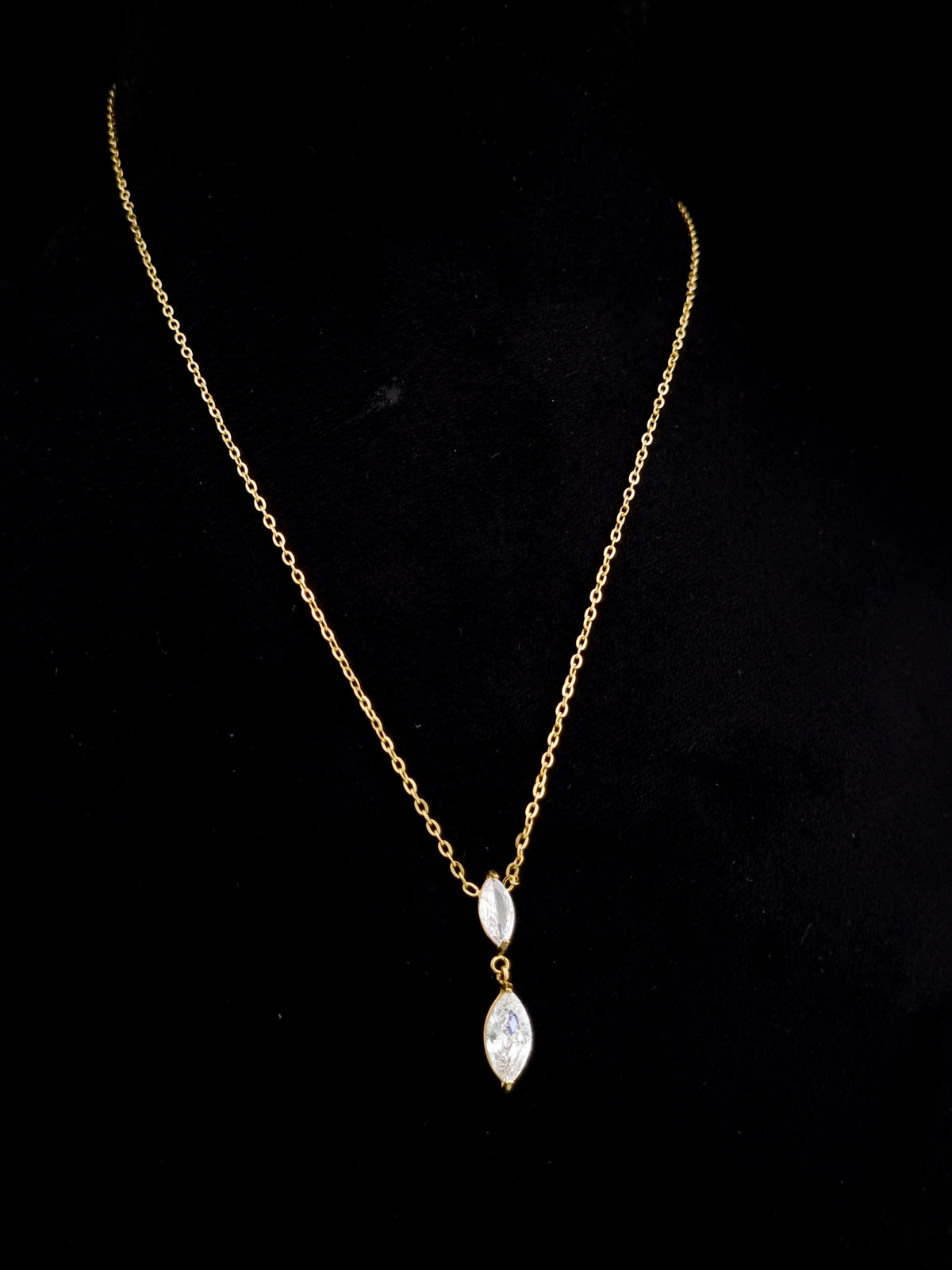 Double Marquise CZ Drop Necklace