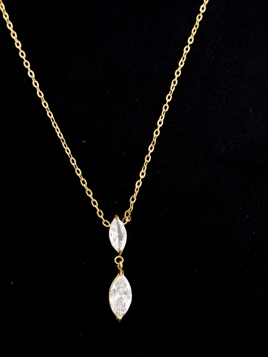 Double Marquise CZ Drop Necklace