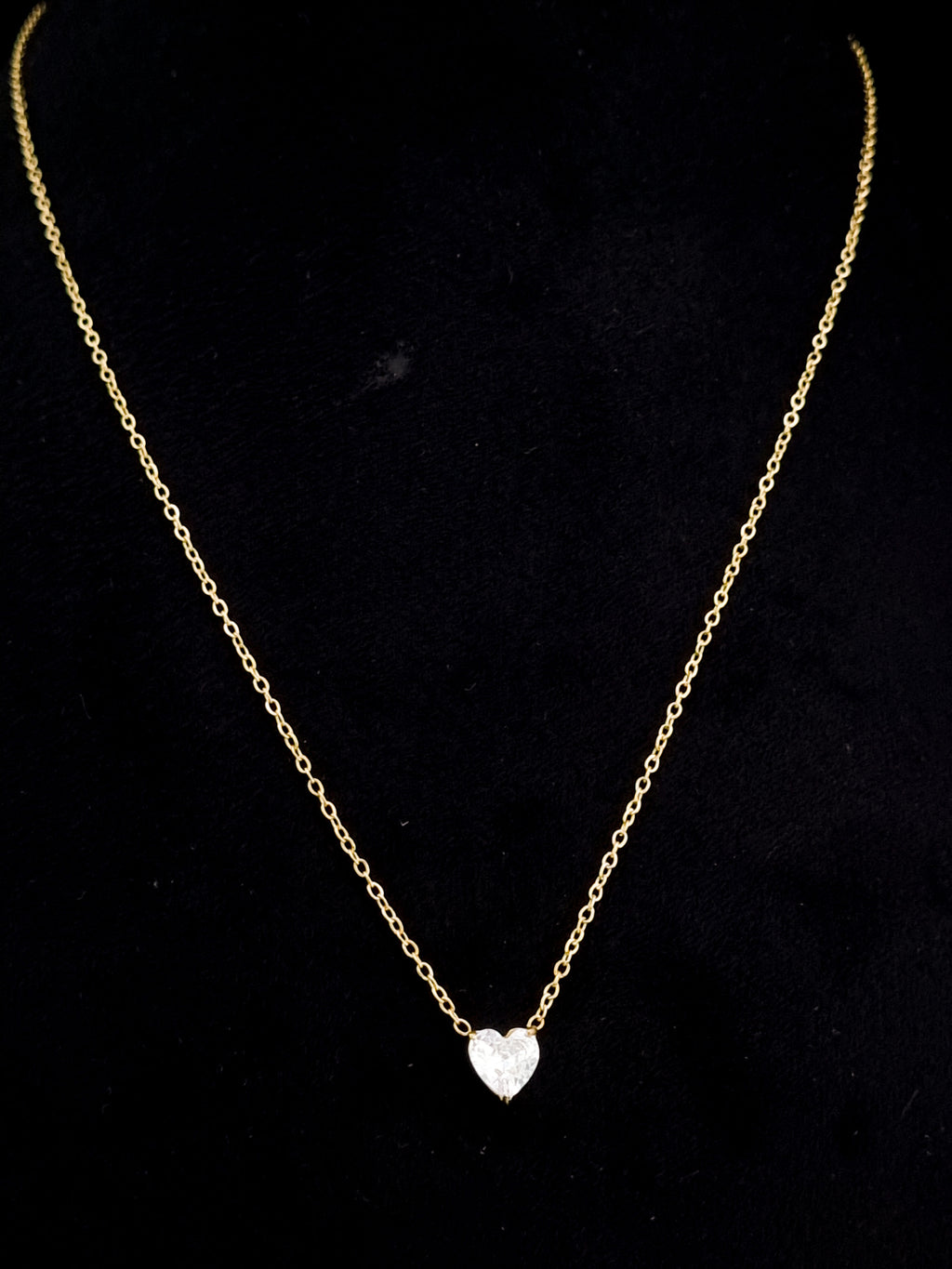Floating CZ Heart Solitaire Necklace