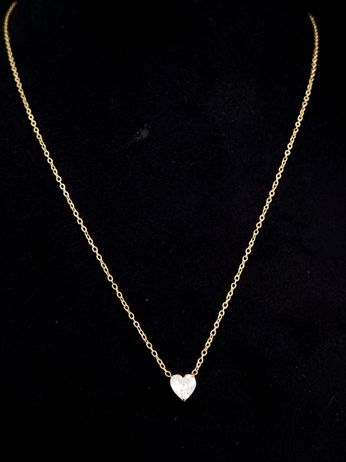 Floating CZ Heart Solitaire Necklace