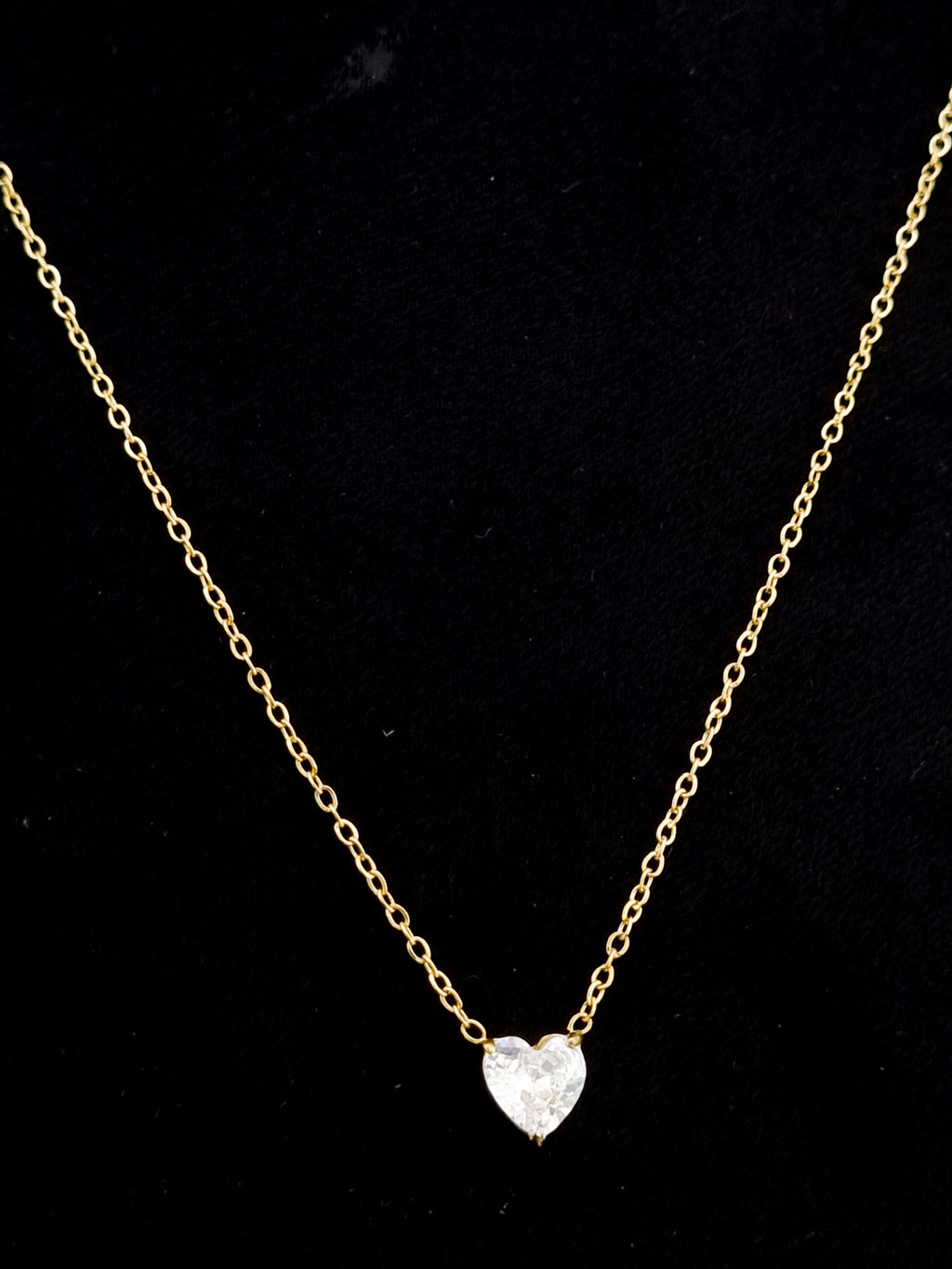 Floating CZ Heart Solitaire Necklace