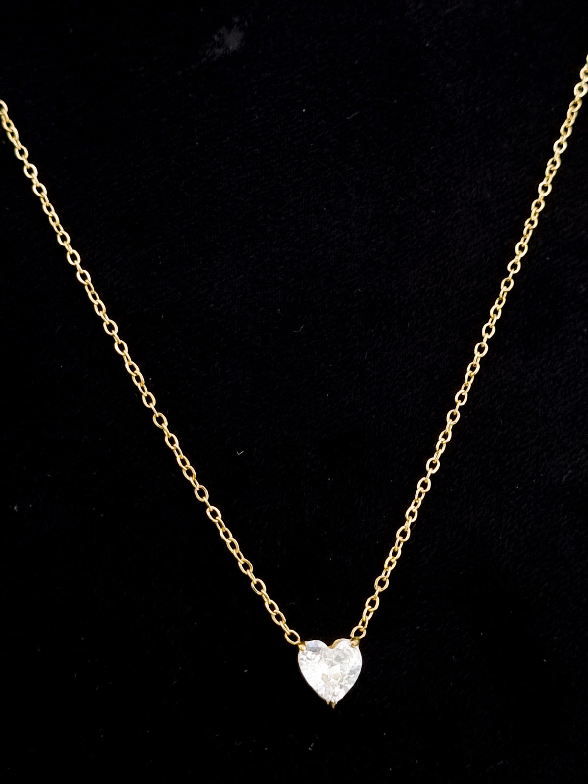 Floating CZ Heart Solitaire Necklace