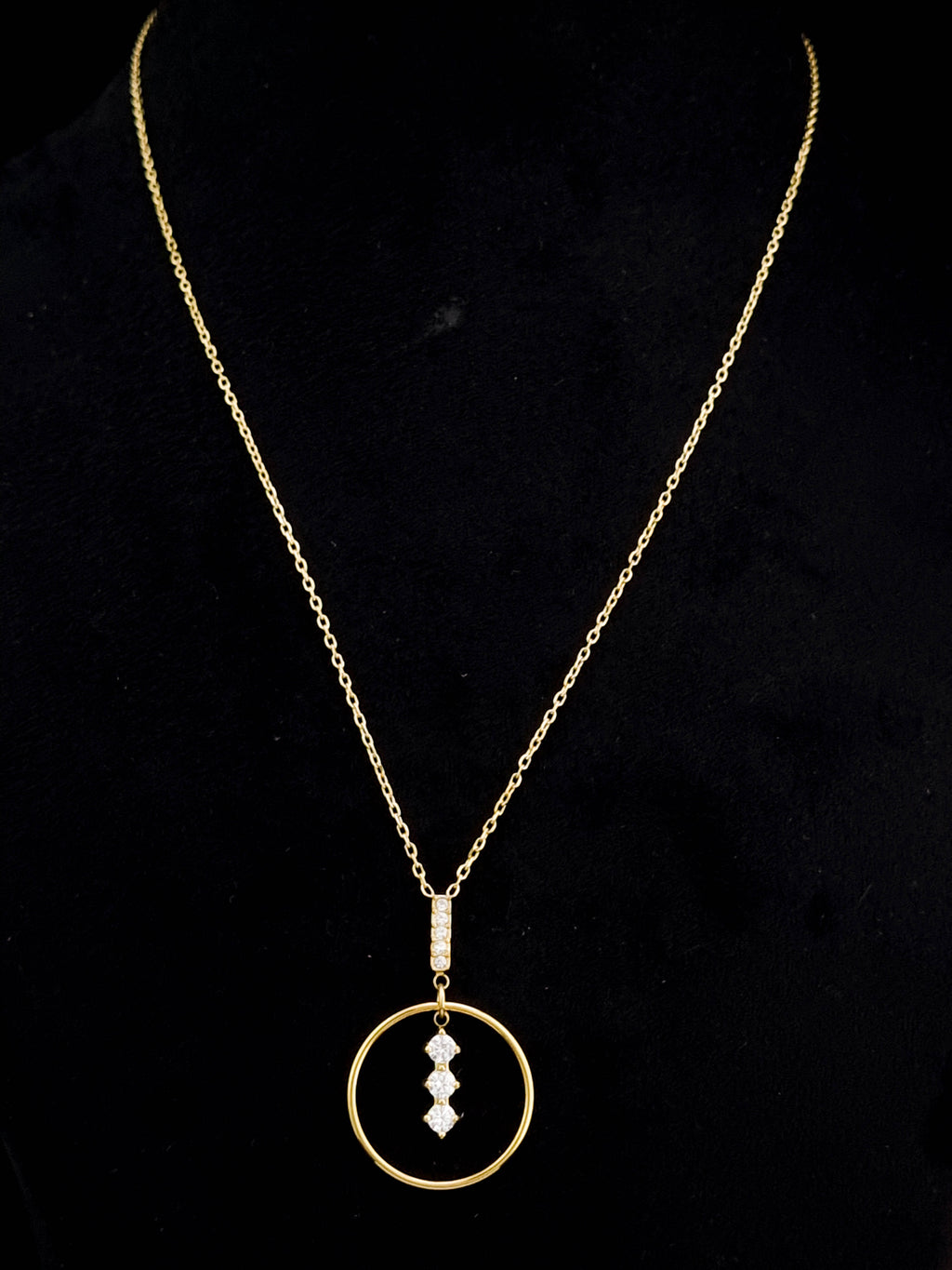 CZ Trio Circle Drop Pendant Necklace