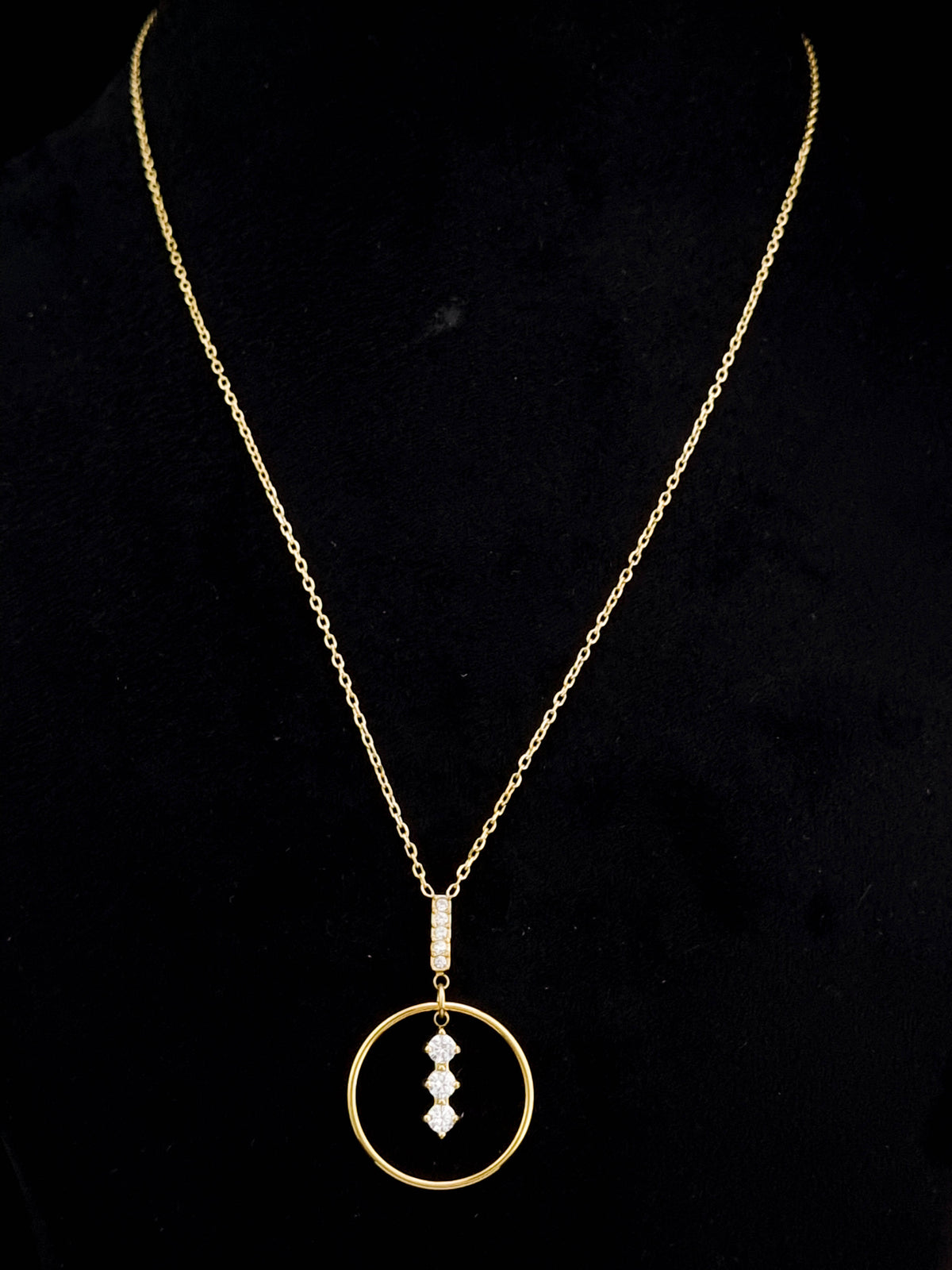 CZ Trio Circle Drop Pendant Necklace