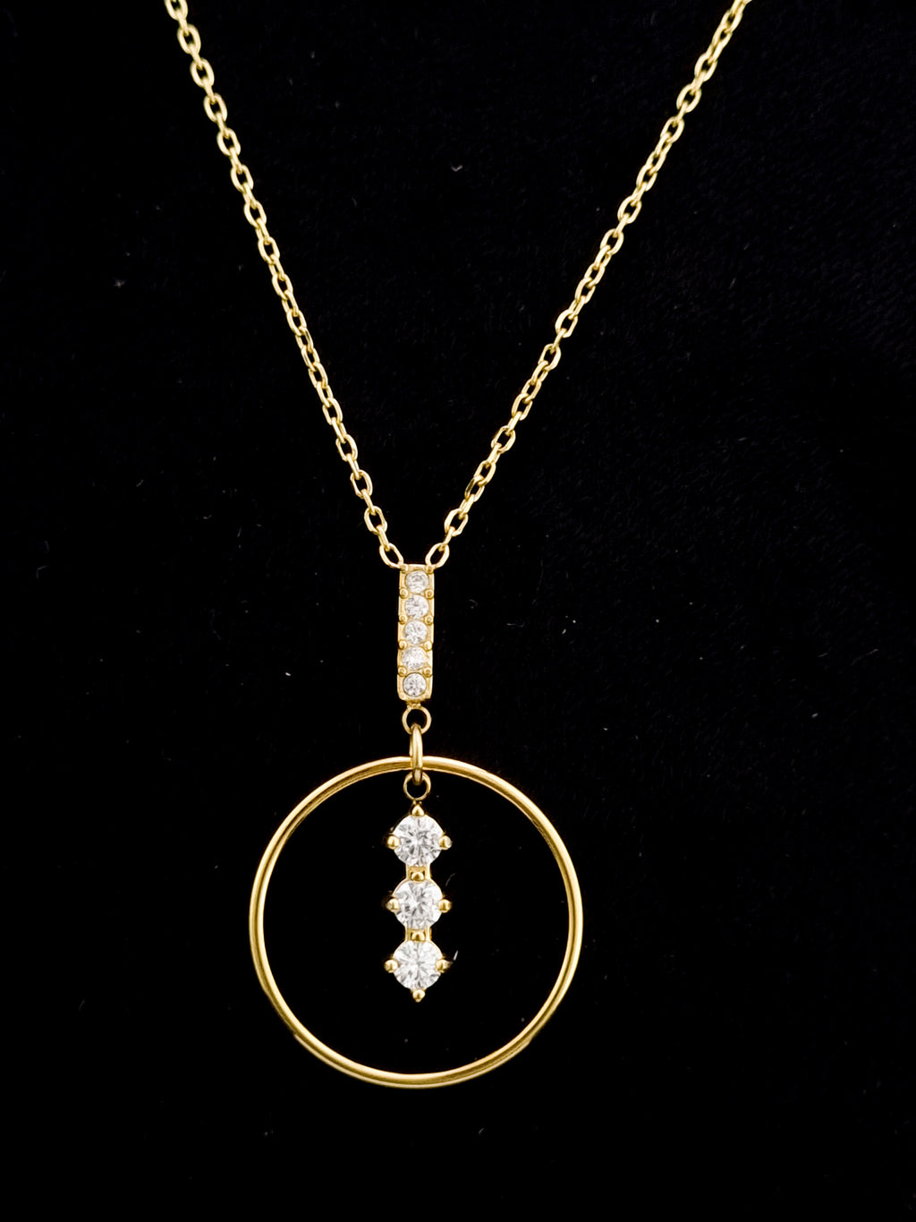 CZ Trio Circle Drop Pendant Necklace