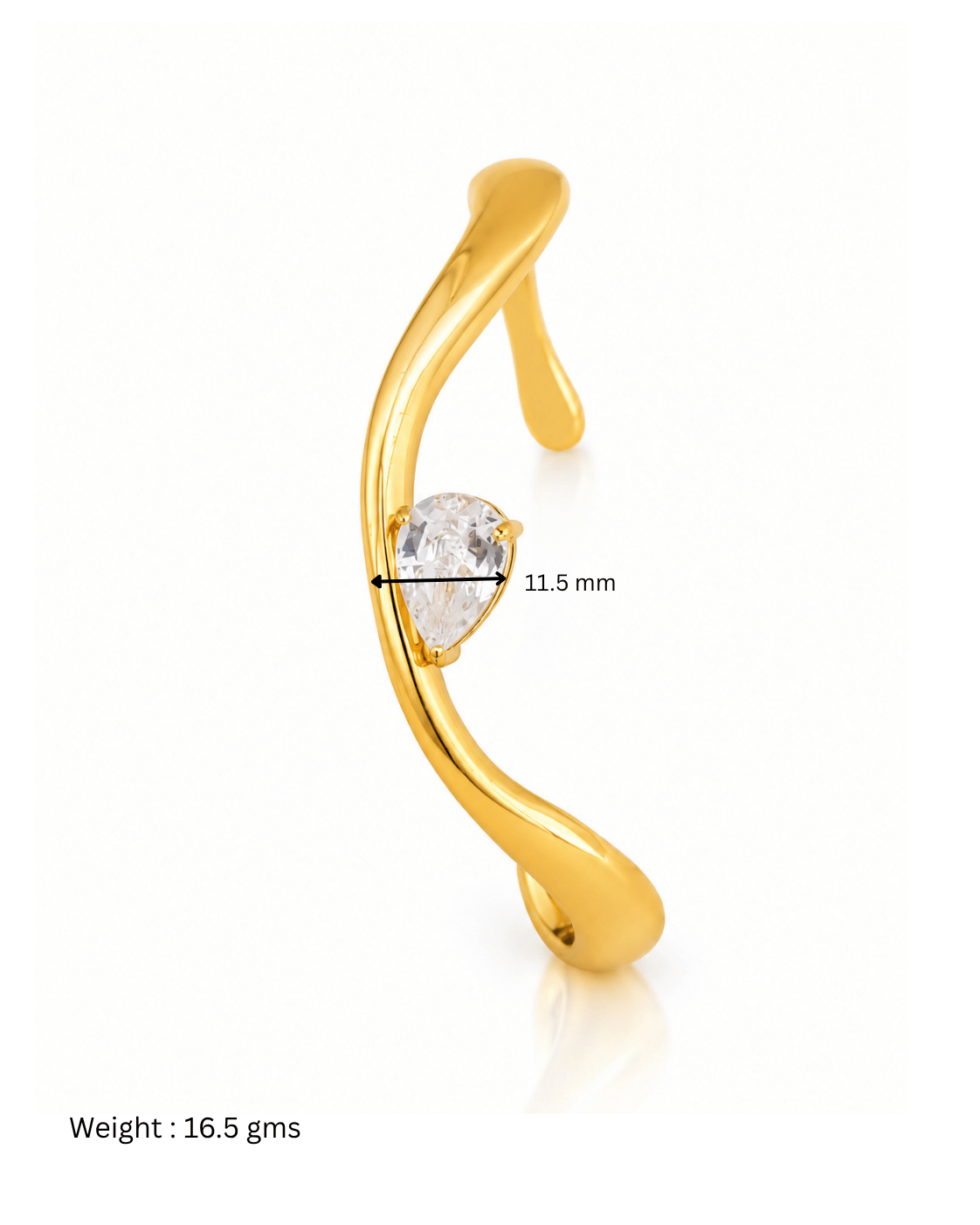 Molten Pear CZ Open Cuff Bracelet