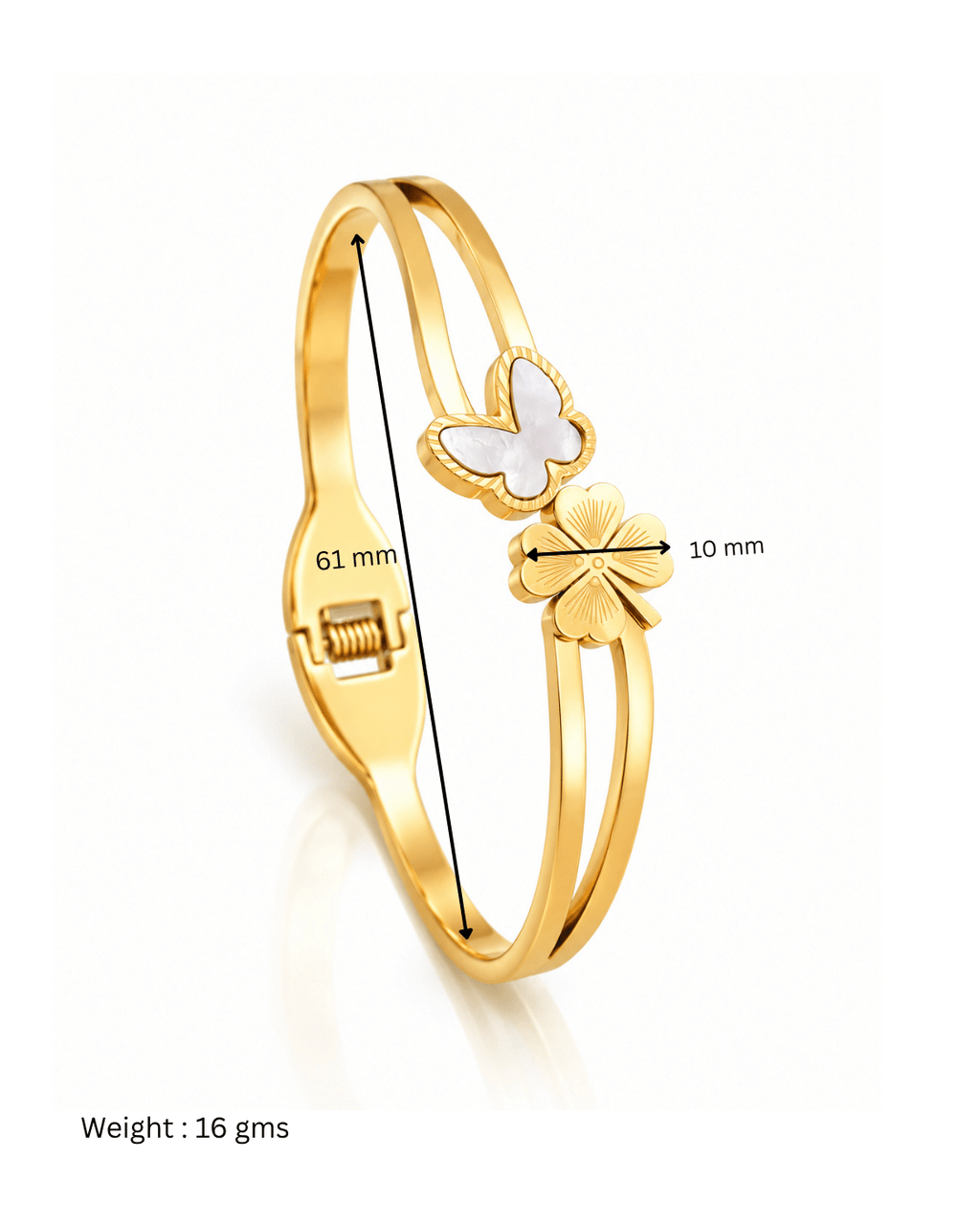 Butterfly Clover Duo Spring Cuff Bracelet