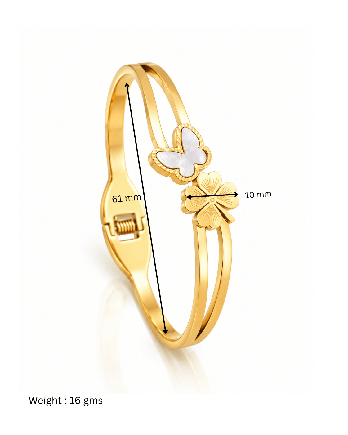 Butterfly Clover Duo Spring Cuff Bracelet