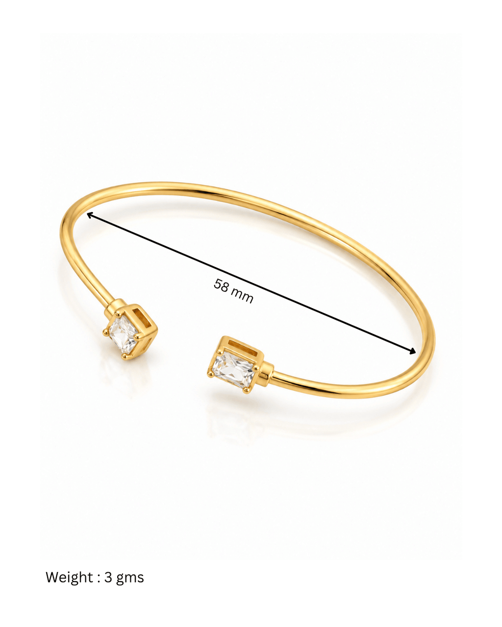 Baguette CZ Twin Open Cuff Bracelet