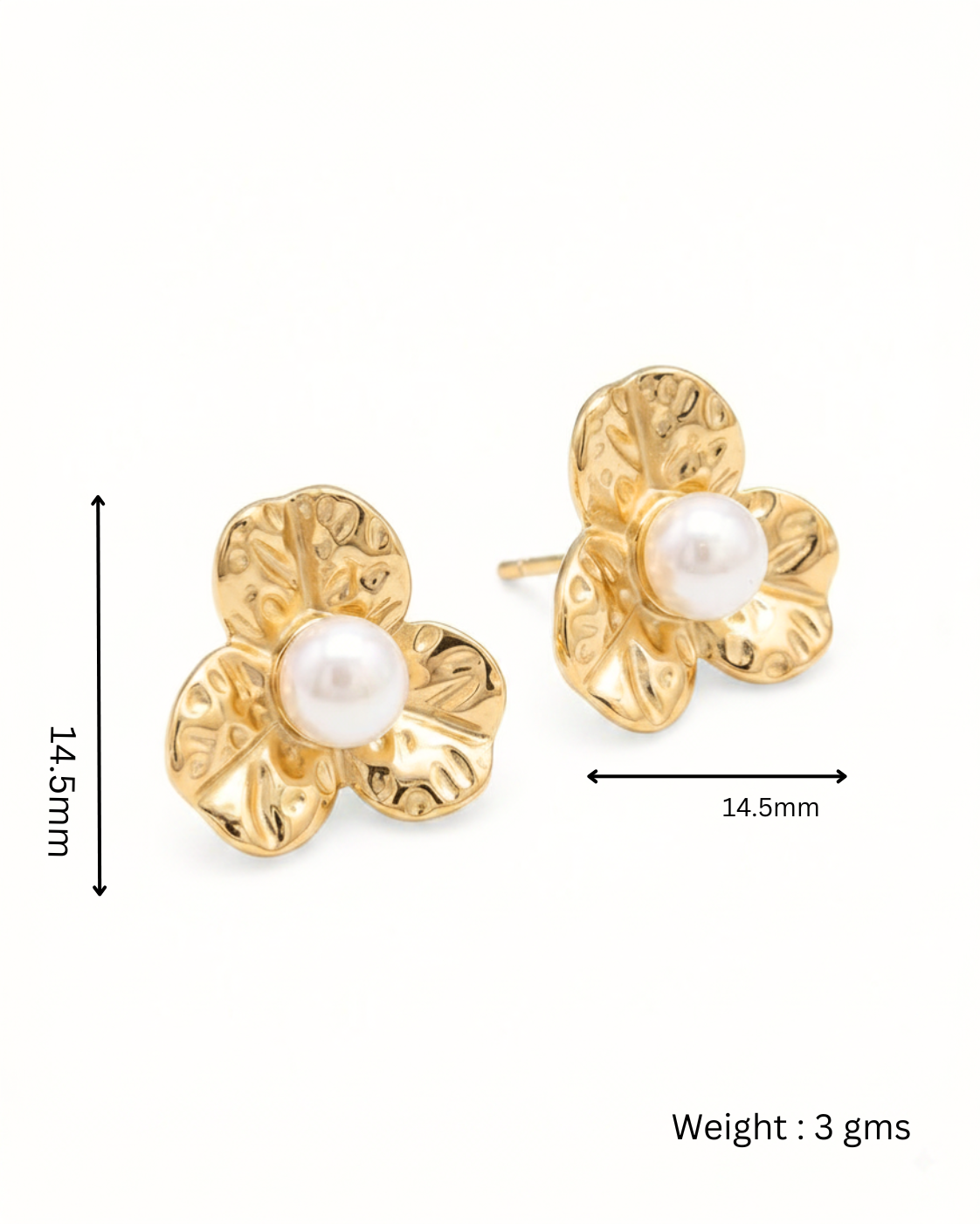 Botanical Pearl Flower Stud Earrings