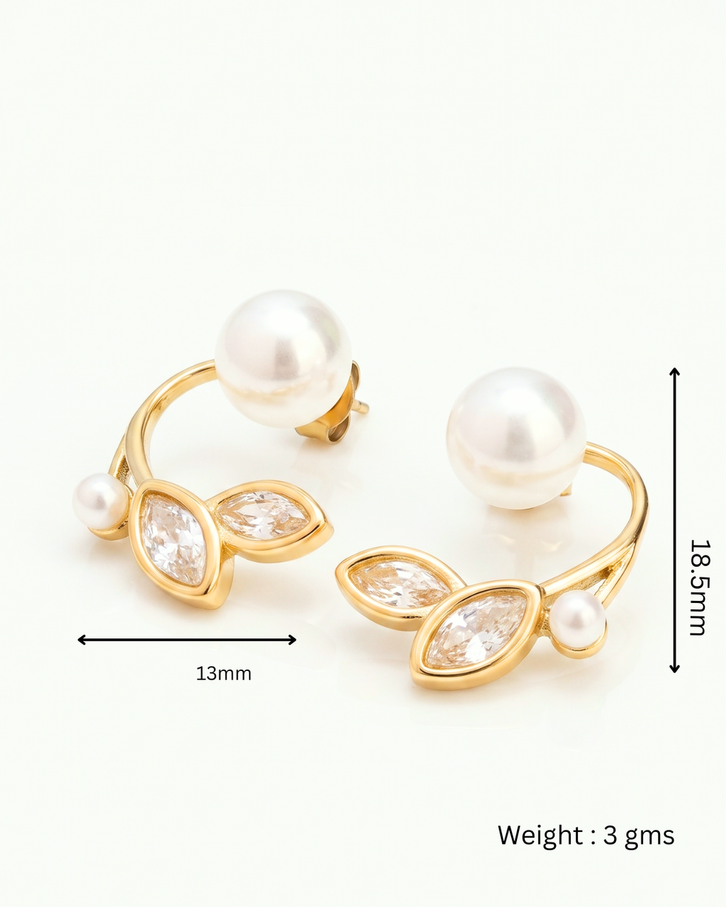Pearl and Marquise CZ Ear Jacket Earrings