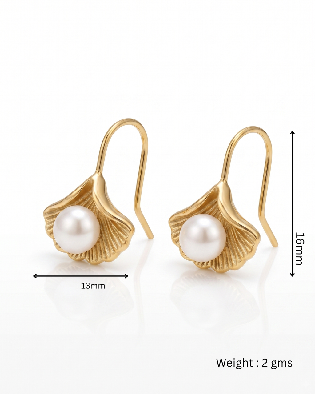 Pearl Ginkgo Leaf Drop Earrings