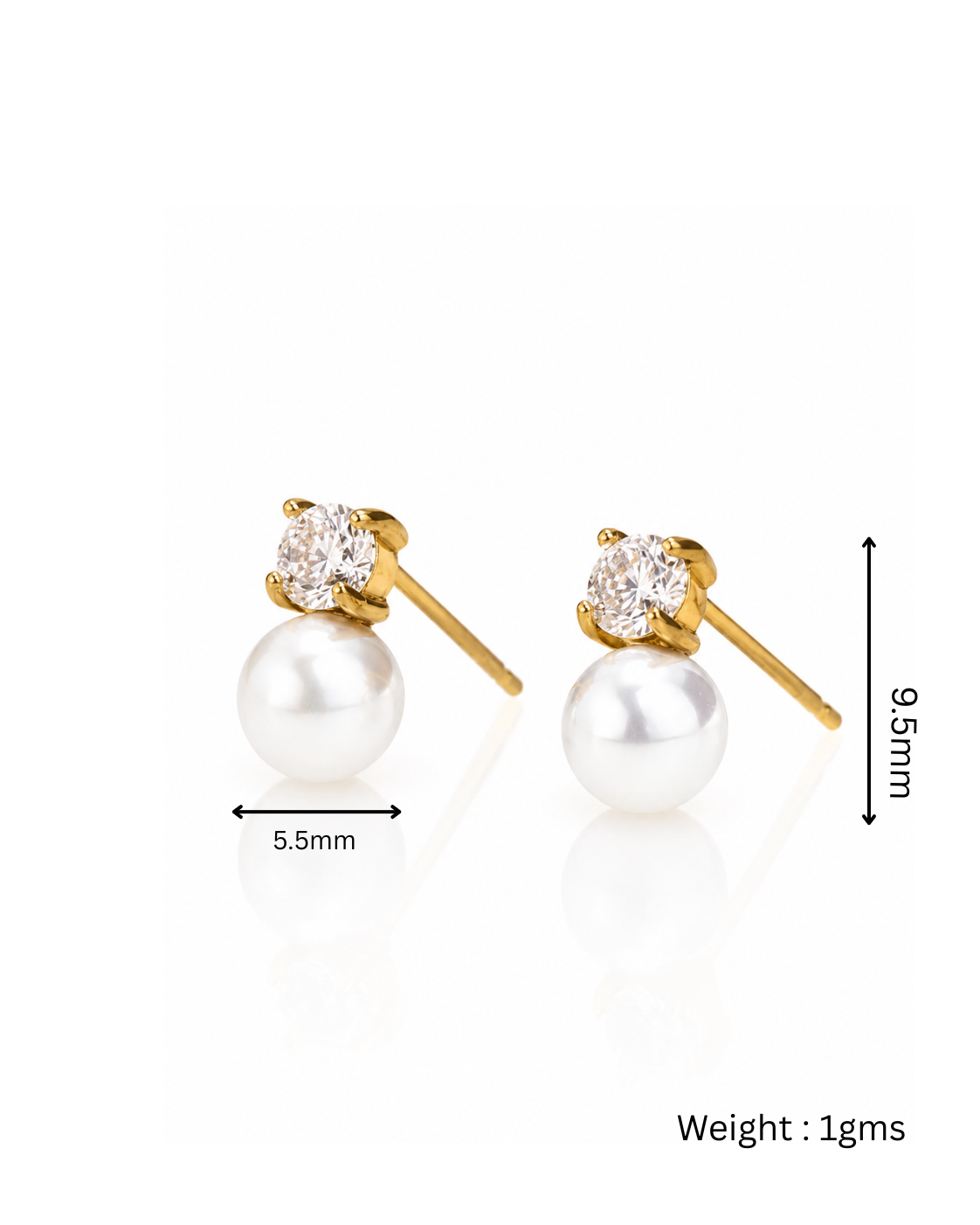 Serene Pearl Drop Stud Earrings