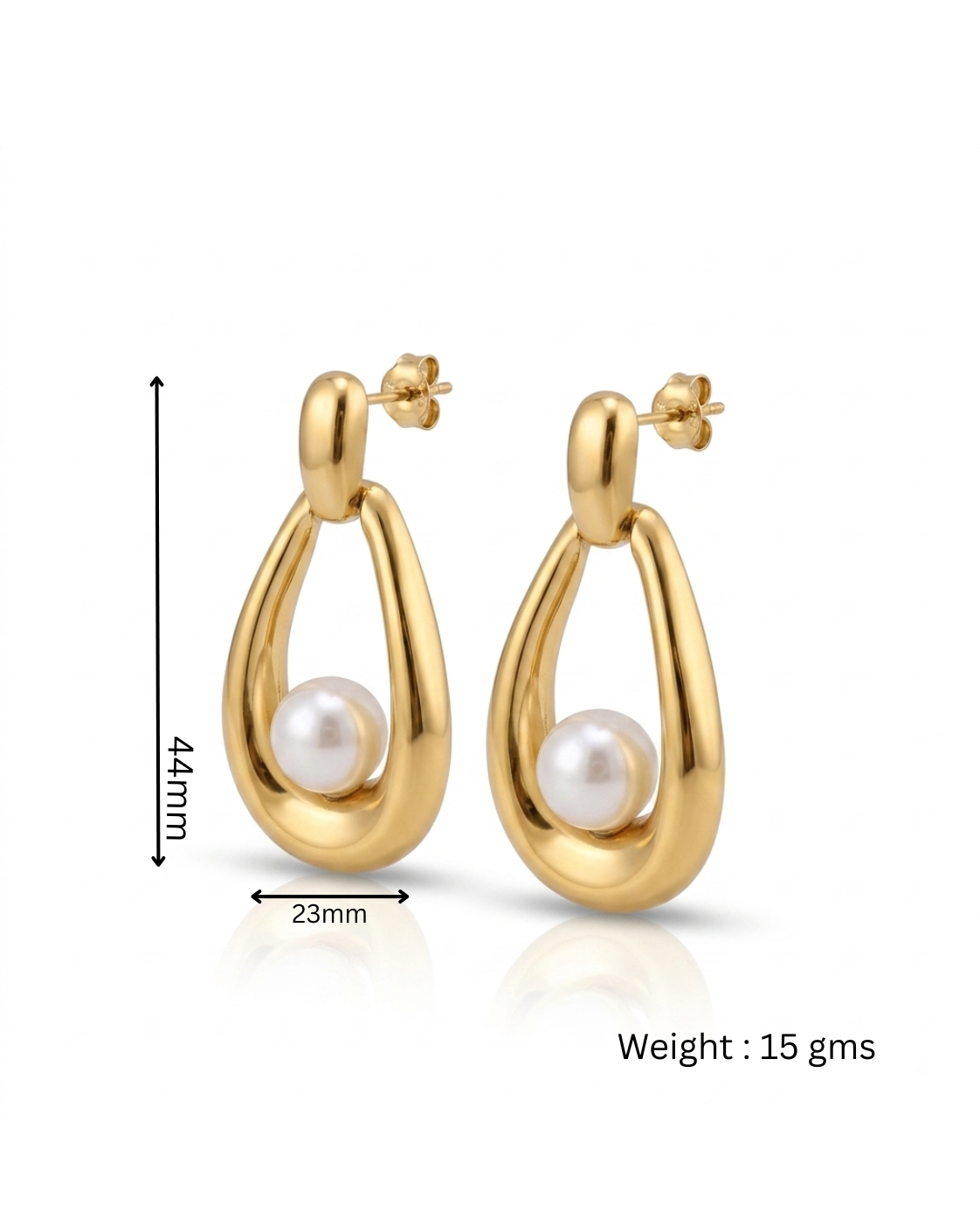 Gold Teardrop Pearl Drop Earrings