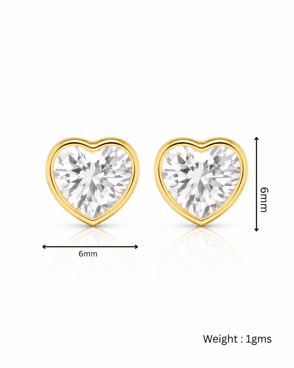 Heart CZ Bezel Stud Earrings