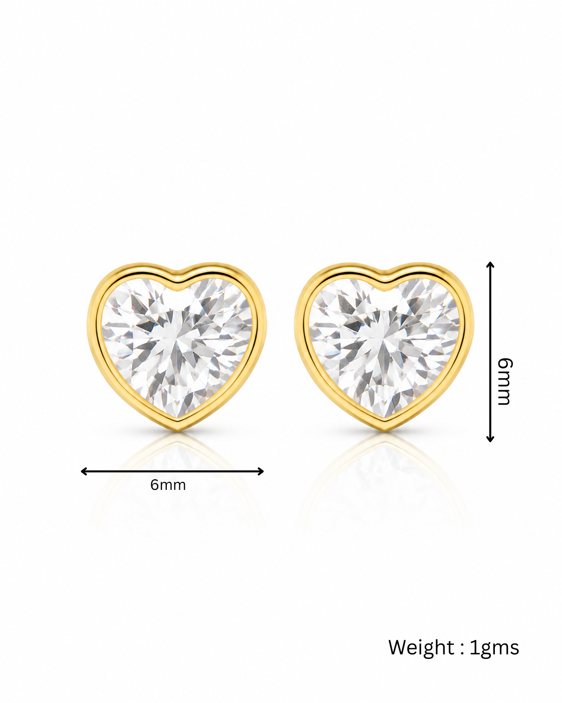 Heart CZ Bezel Stud Earrings