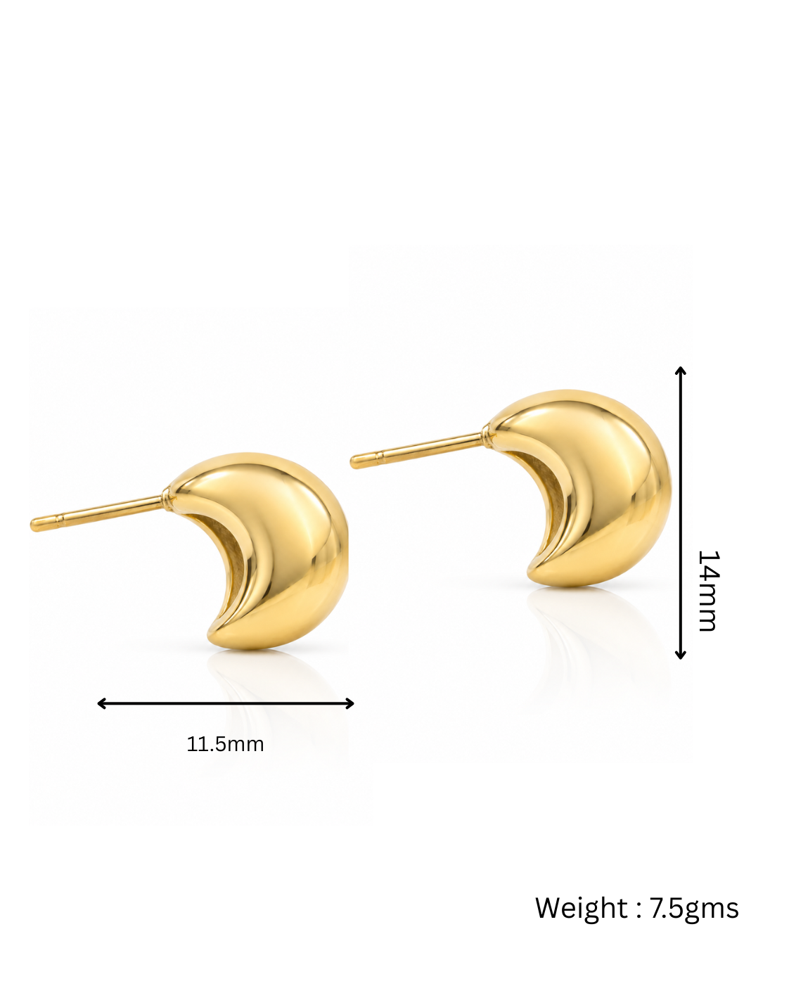 Chunky Crescent Moon Stud Earrings