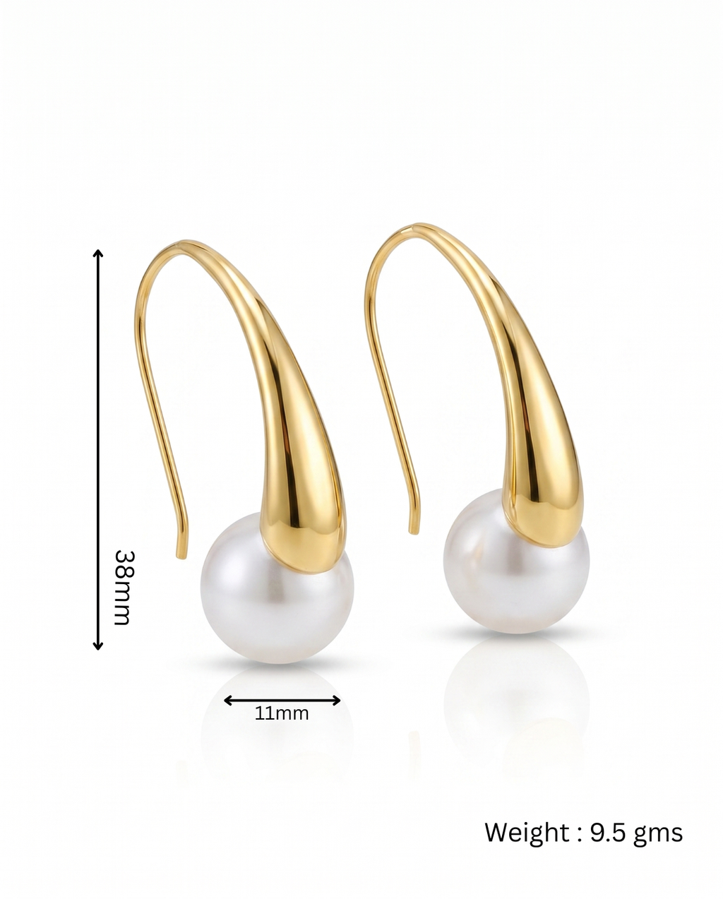 Curved Arc Pearl Drop Earrings