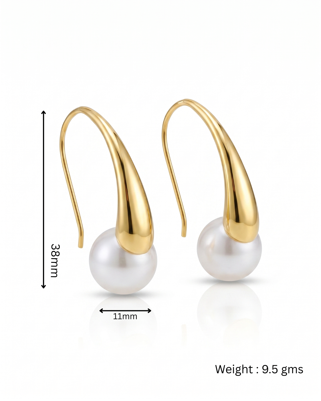 Curved Arc Pearl Drop Earrings