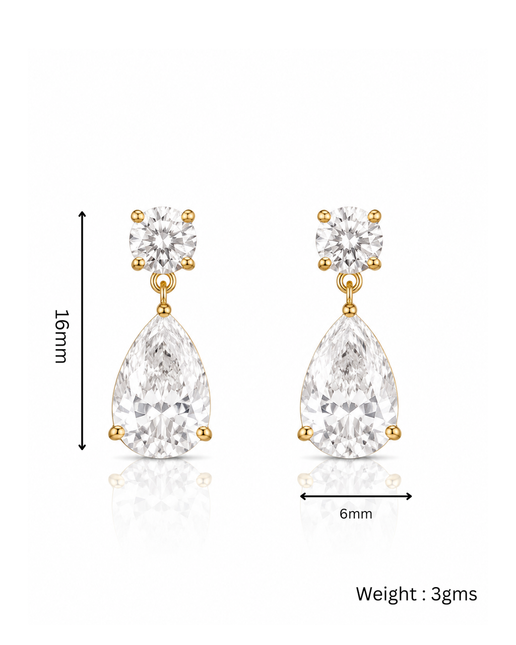 Round and Pear CZ Drop Earrings