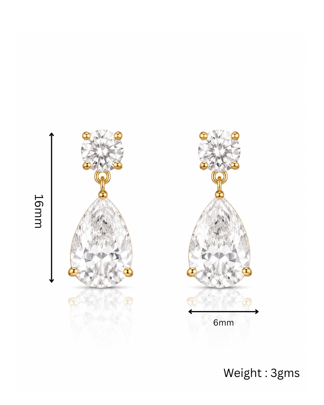 Round and Pear CZ Drop Earrings