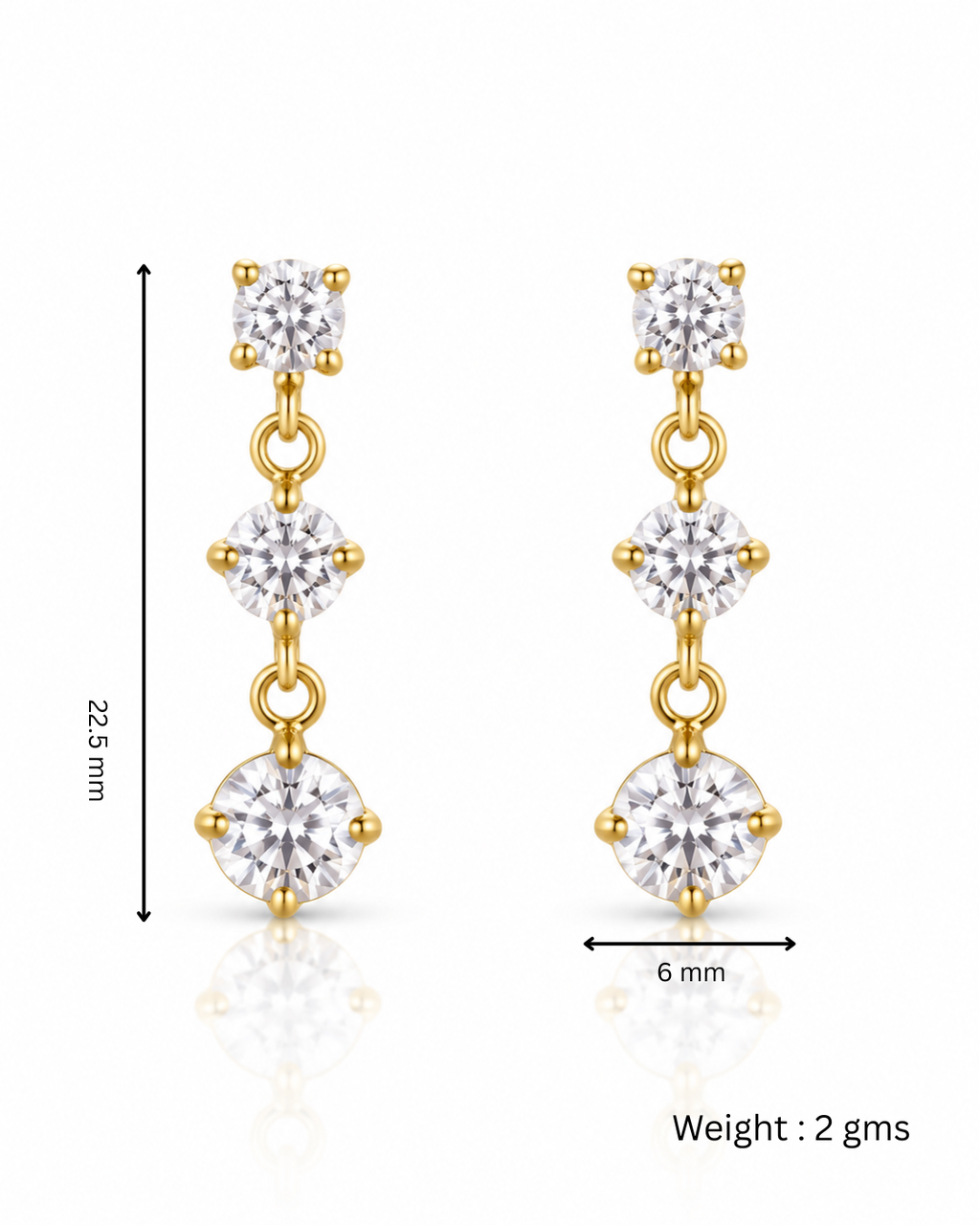 Triple CZ Drop Earrings