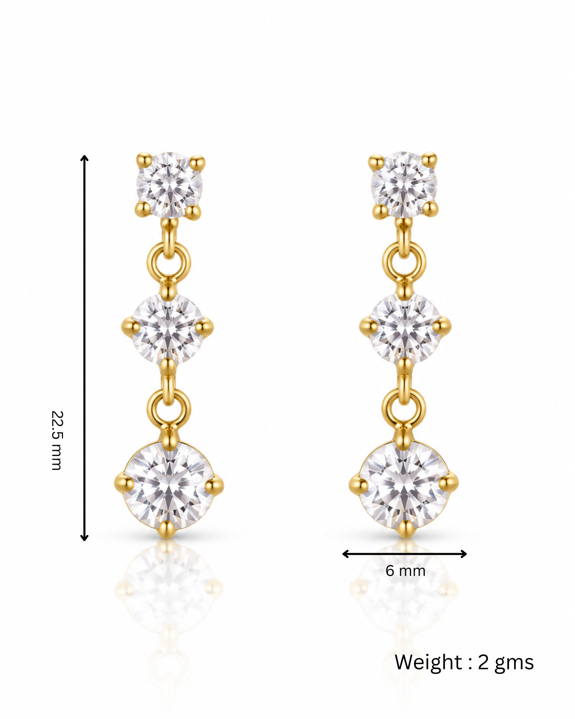 Triple CZ Drop Earrings