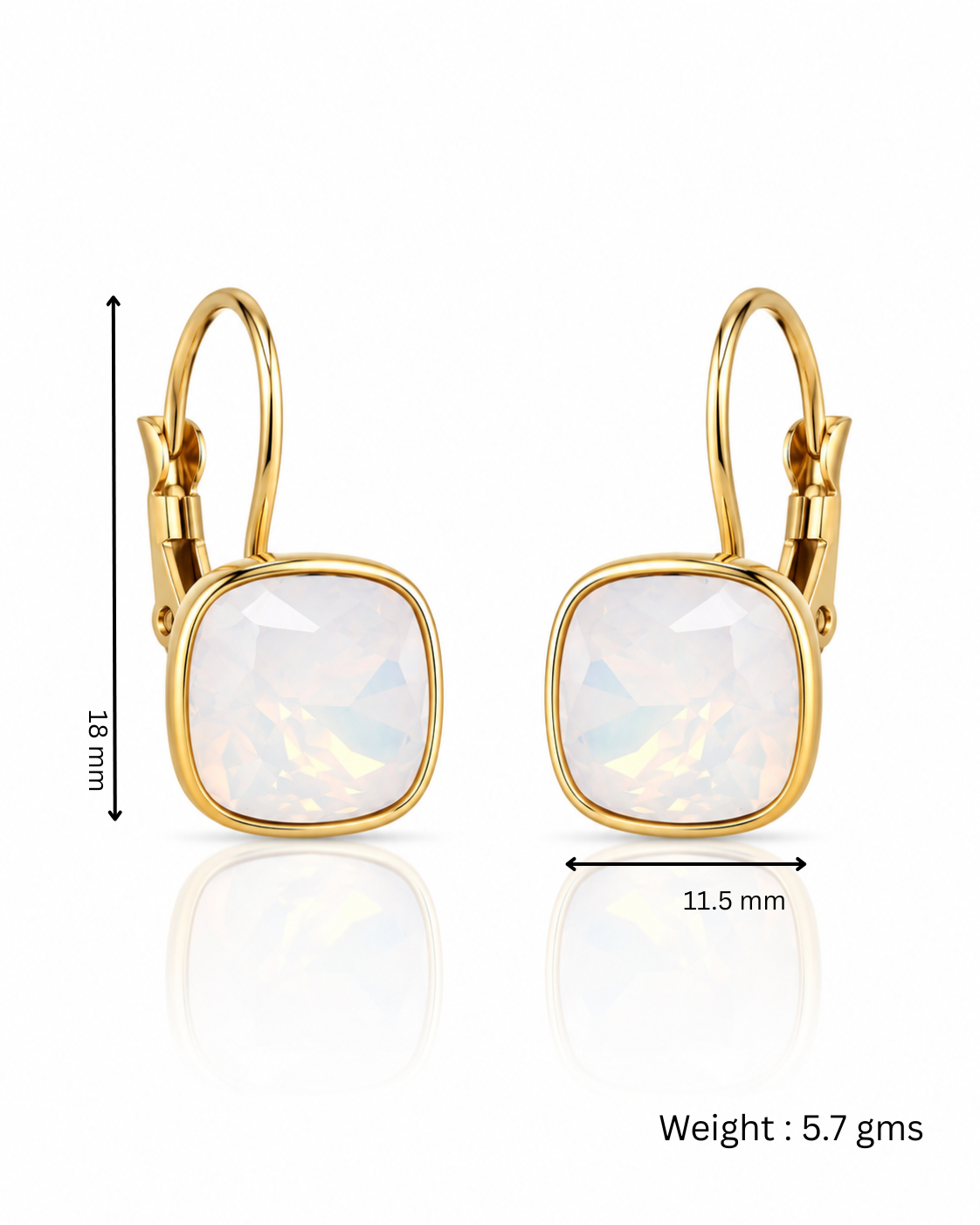Opal Cushion Crystal Drop Earrings